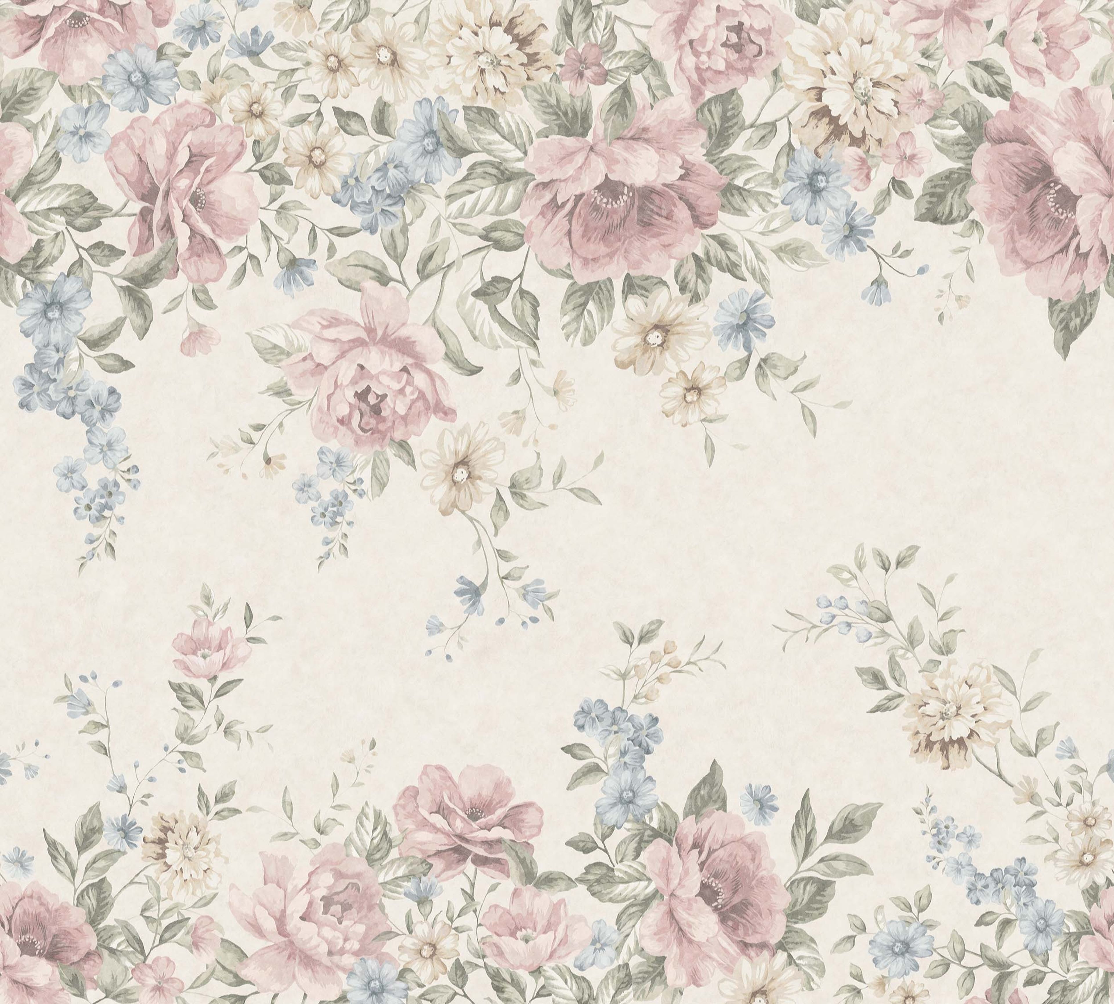 Flower Garden Mural, tapet tapet med stormönstrat, blommigt, barnrum mönster i rosa och beige. Från kollektionen Newbie II Wallpaper. Nonwoven-material med rak passning. Passar i sovrum och barnrum.