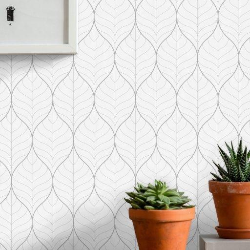Blad, Grå tapet från duro med botaniskt mönster i grå. Från kollektionen Natur. Nonwoven-material med rak passning.
