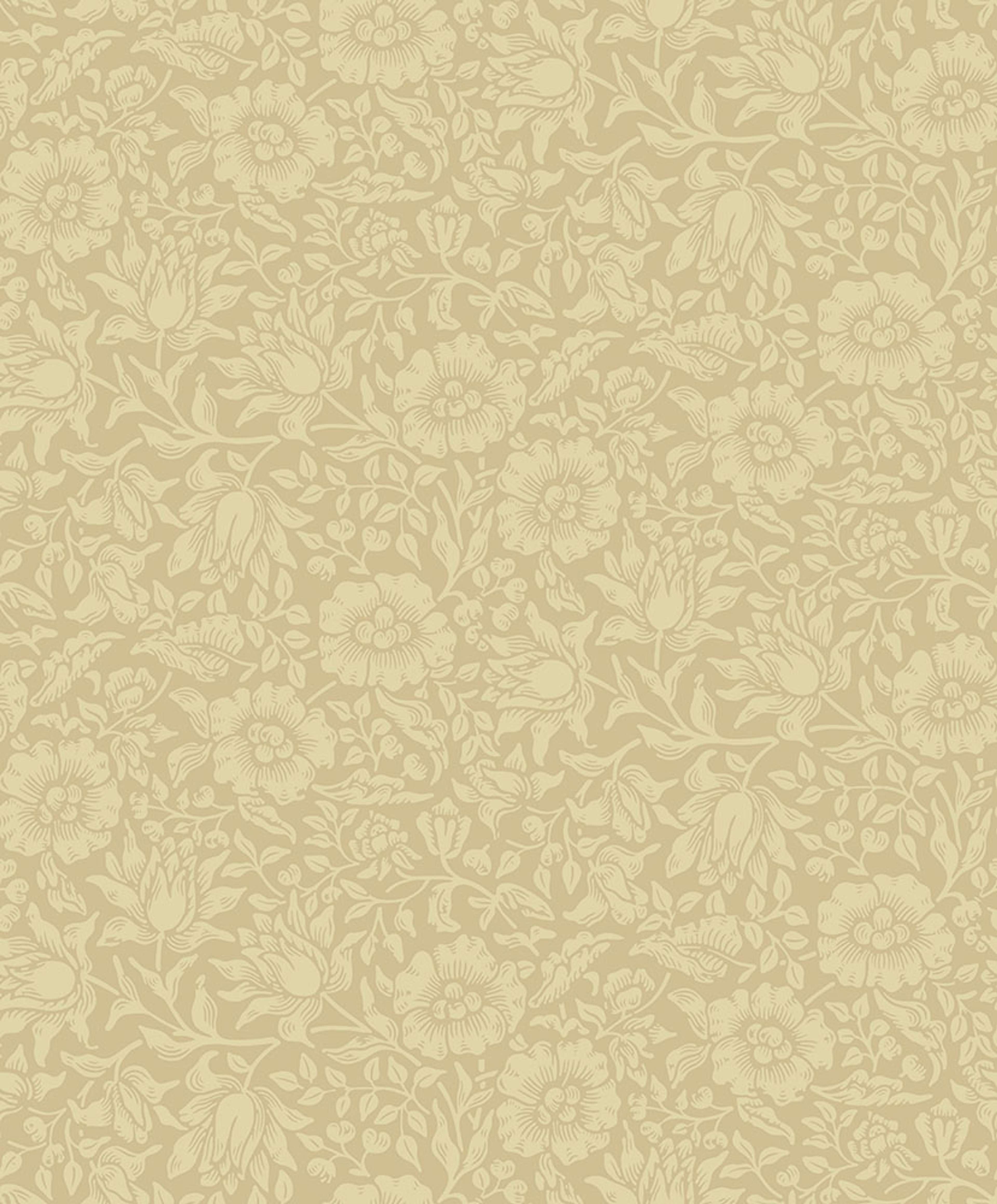 Mallow, gul tapet tapet från Midbec med botaniskt, blommigt mönster i gul. Från kollektionen Hidden Treasures vol 1. Nonwoven-material med rak passning.