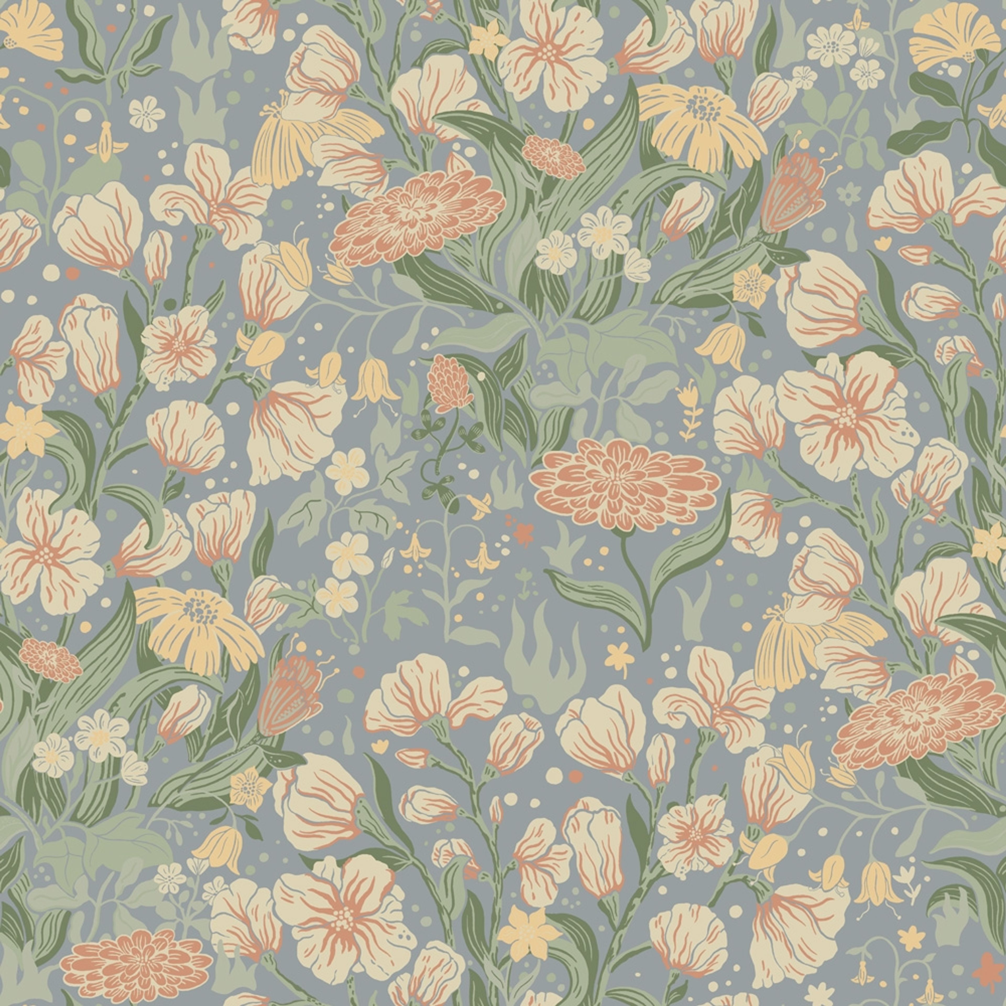 Hava tapet med blommigt mönster i grå. Från kollektionen Fägring. Nonwoven-material med rak passning.