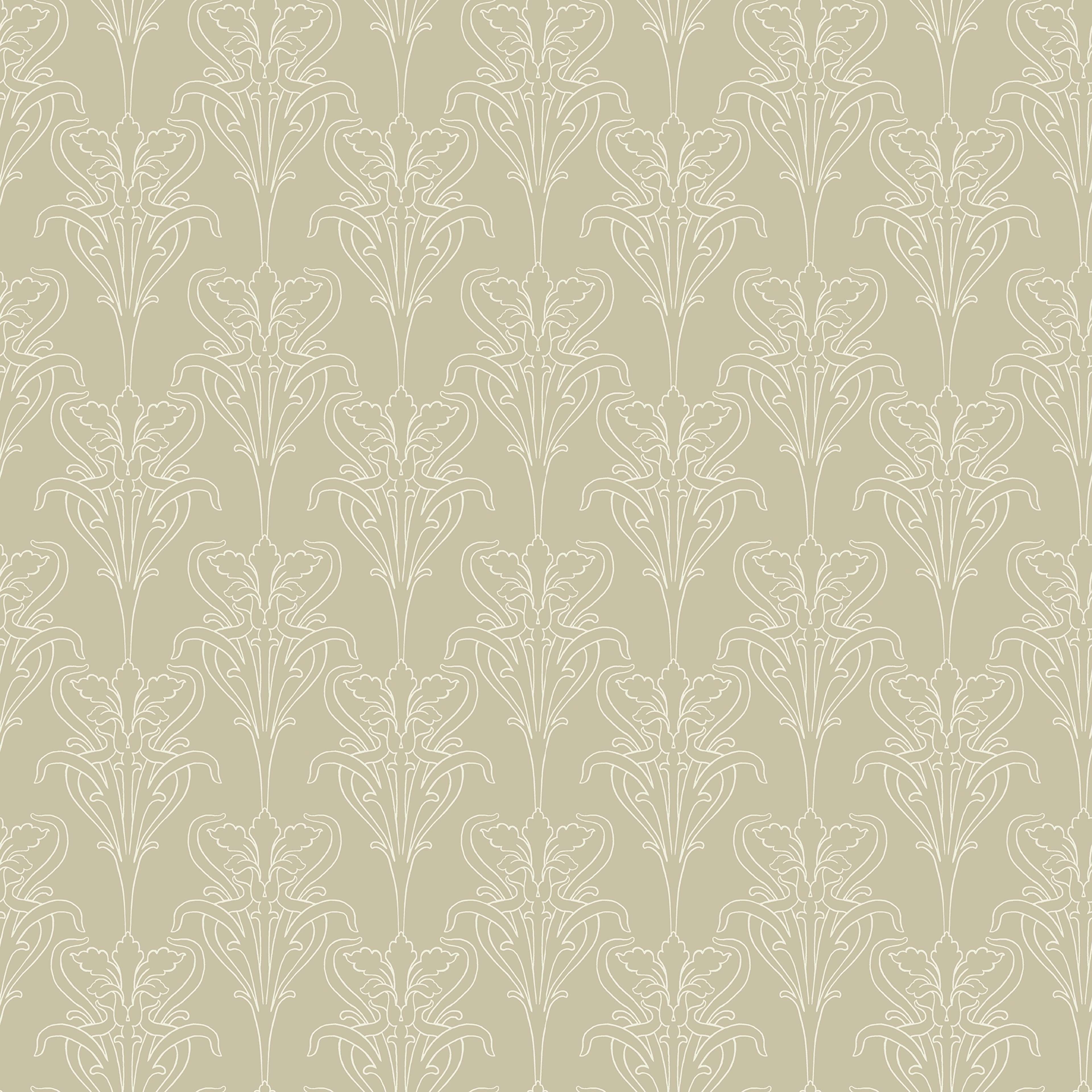 Iris Beige tapet med medaljonger mönster i beige. Från kollektionen Gammalsvenska klassiker 1850–1950. Nonwoven-material med rak passning. Country, city-stil.