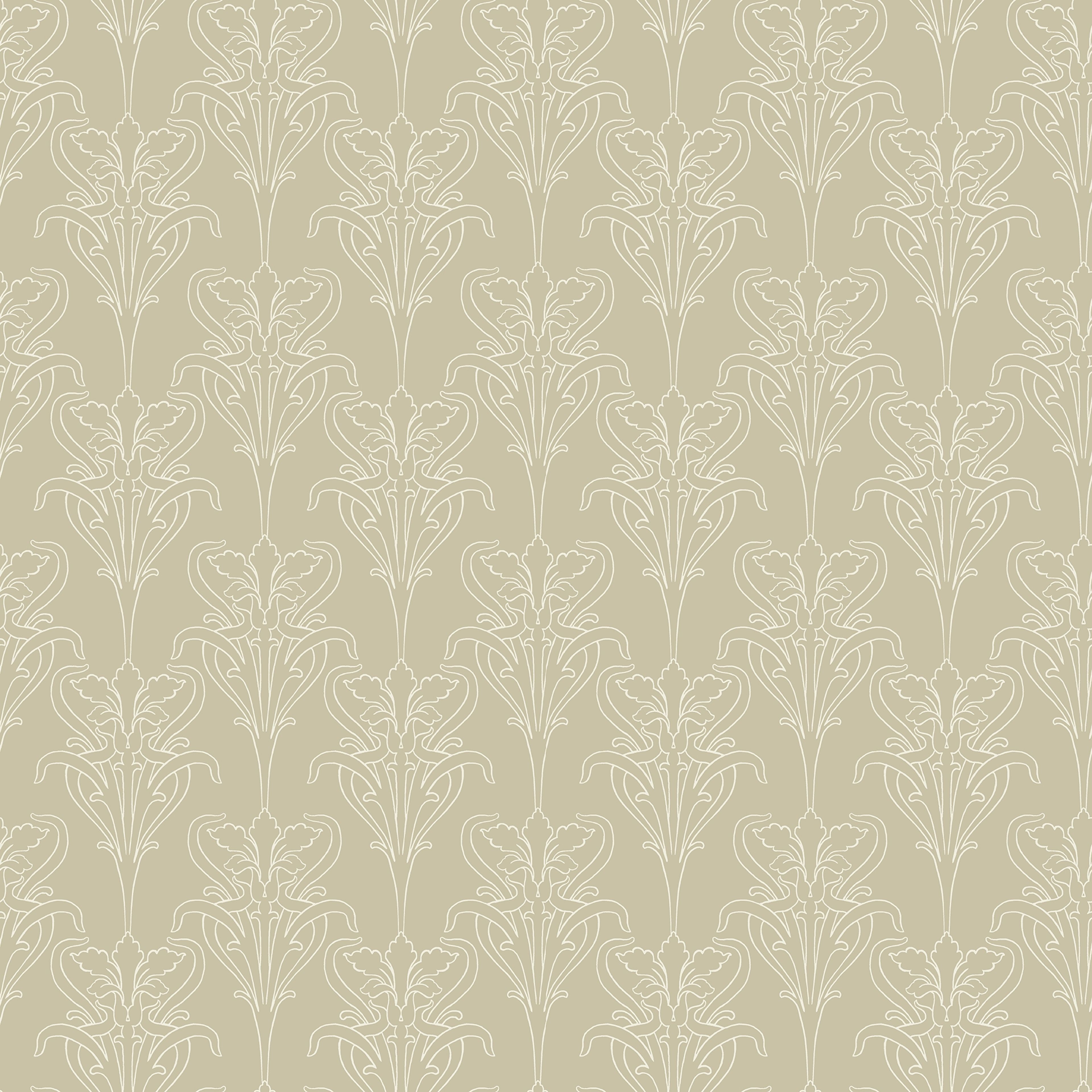 Iris Beige tapet med medaljonger mönster i beige. Från kollektionen Gammalsvenska klassiker 1850–1950. Nonwoven-material med rak passning. Country, city-stil.