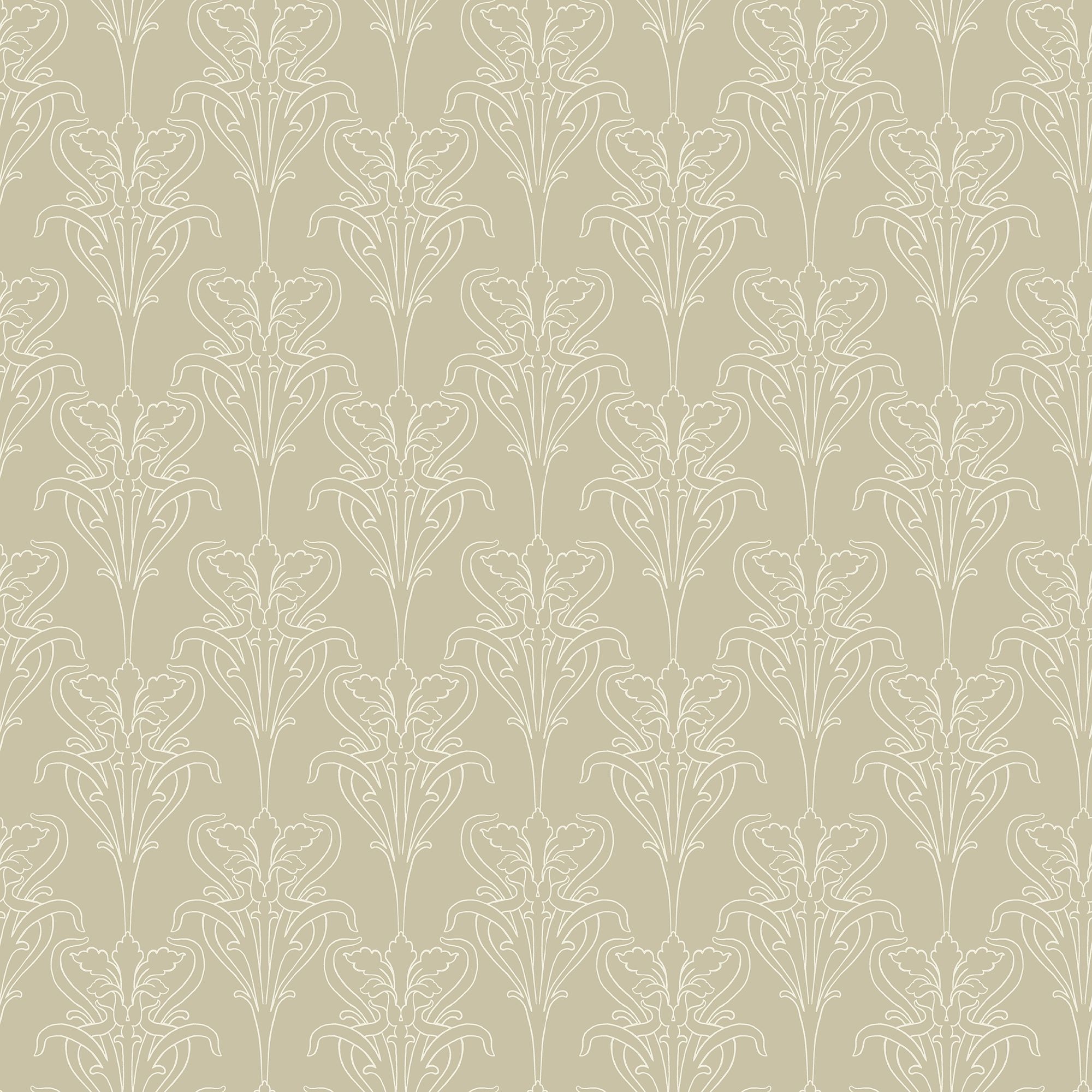 Iris Beige tapet med medaljonger mönster i beige. Från kollektionen Gammalsvenska klassiker 1850–1950. Nonwoven-material med rak passning. Country, city-stil.