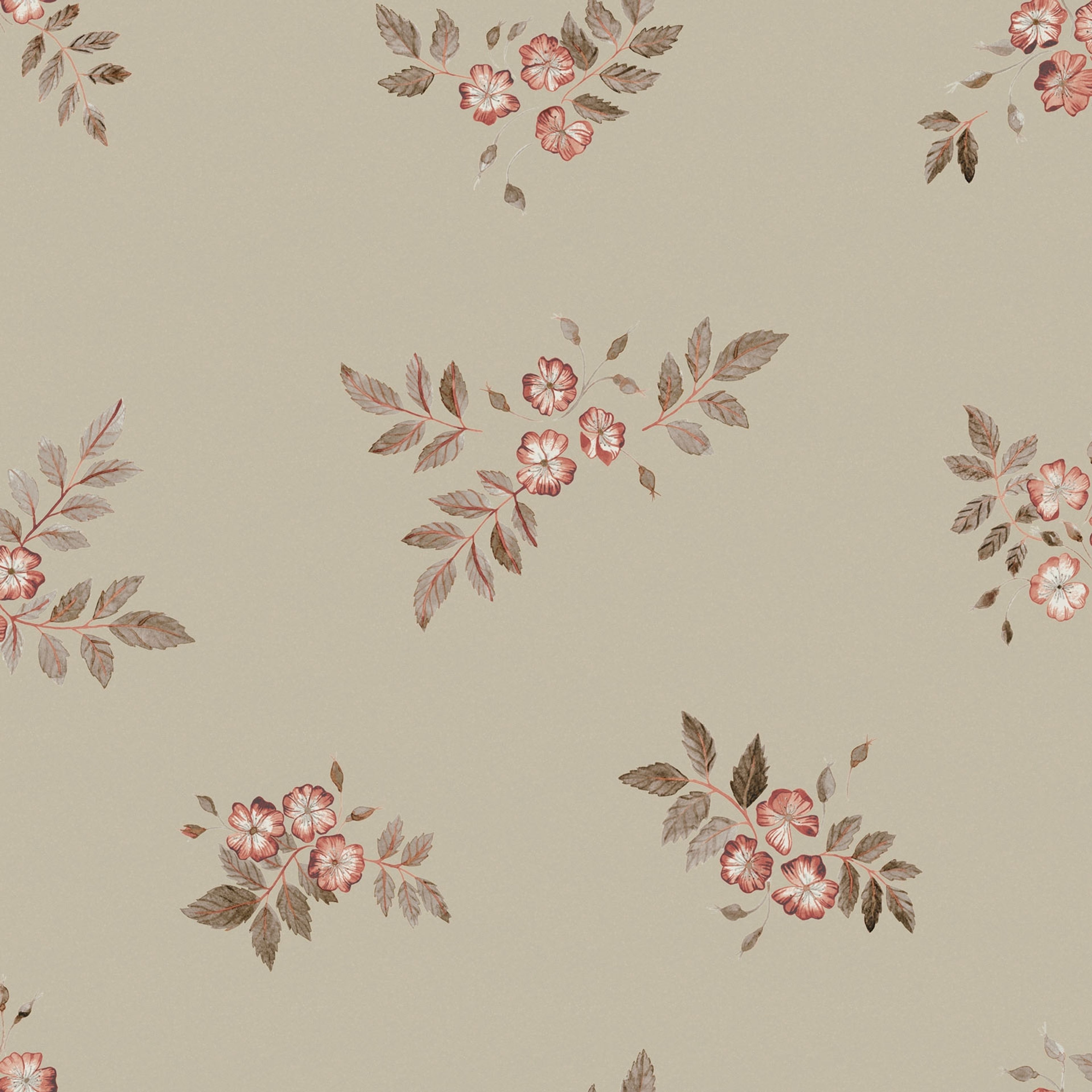 Nyponros tapet med blommigt mönster i grön. Från kollektionen Rosenlycka. Nonwoven-material med förskjuten passning. Country-stil. Passar i vardagsrum, sovrum och matsal.