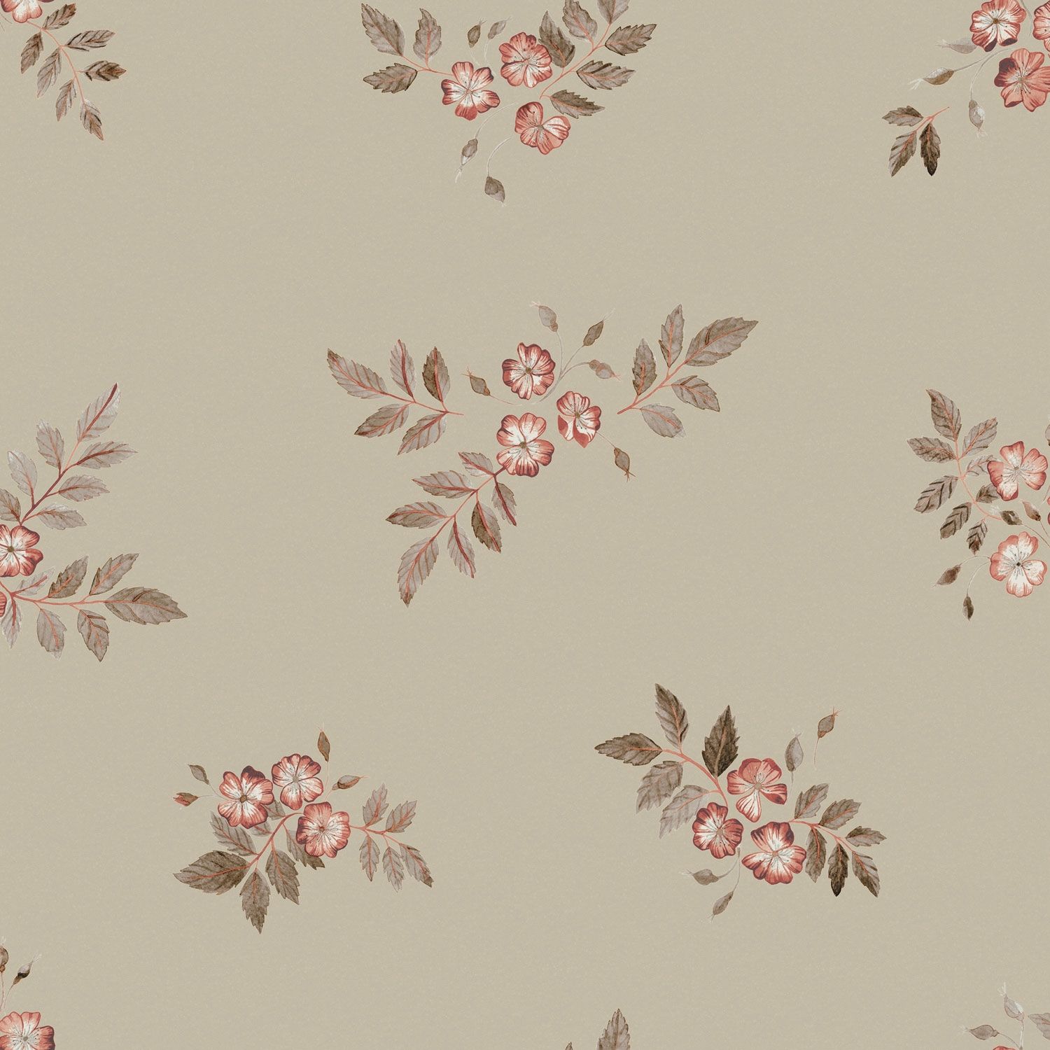Nyponros tapet med blommigt mönster i grön. Från kollektionen Rosenlycka. Nonwoven-material med förskjuten passning. Country-stil. Passar i vardagsrum, sovrum och matsal.