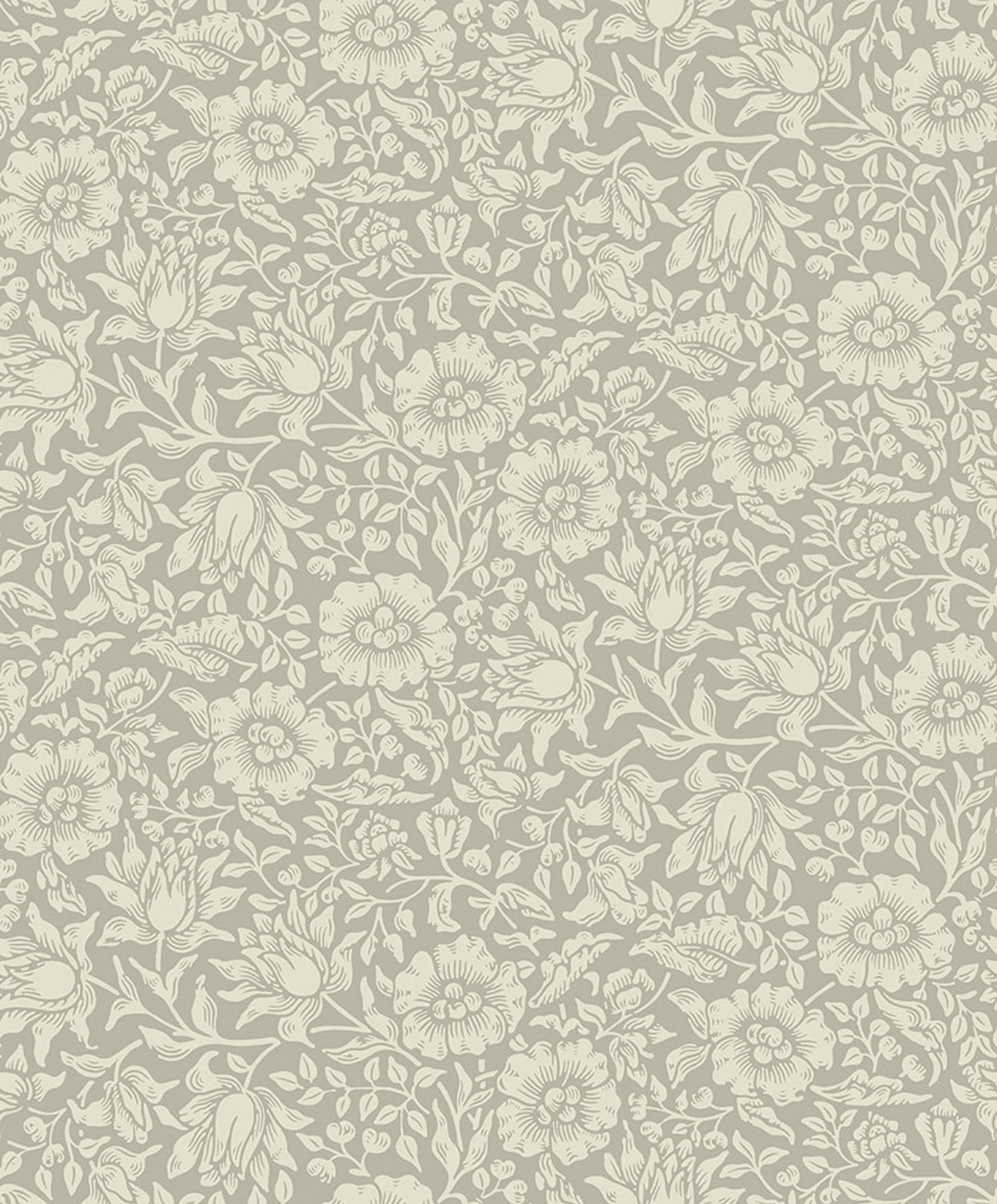 Mallow, beige tapet tapet från Midbec med botaniskt, blommigt mönster i beige. Från kollektionen Hidden Treasures vol 1. Nonwoven-material med rak passning.
