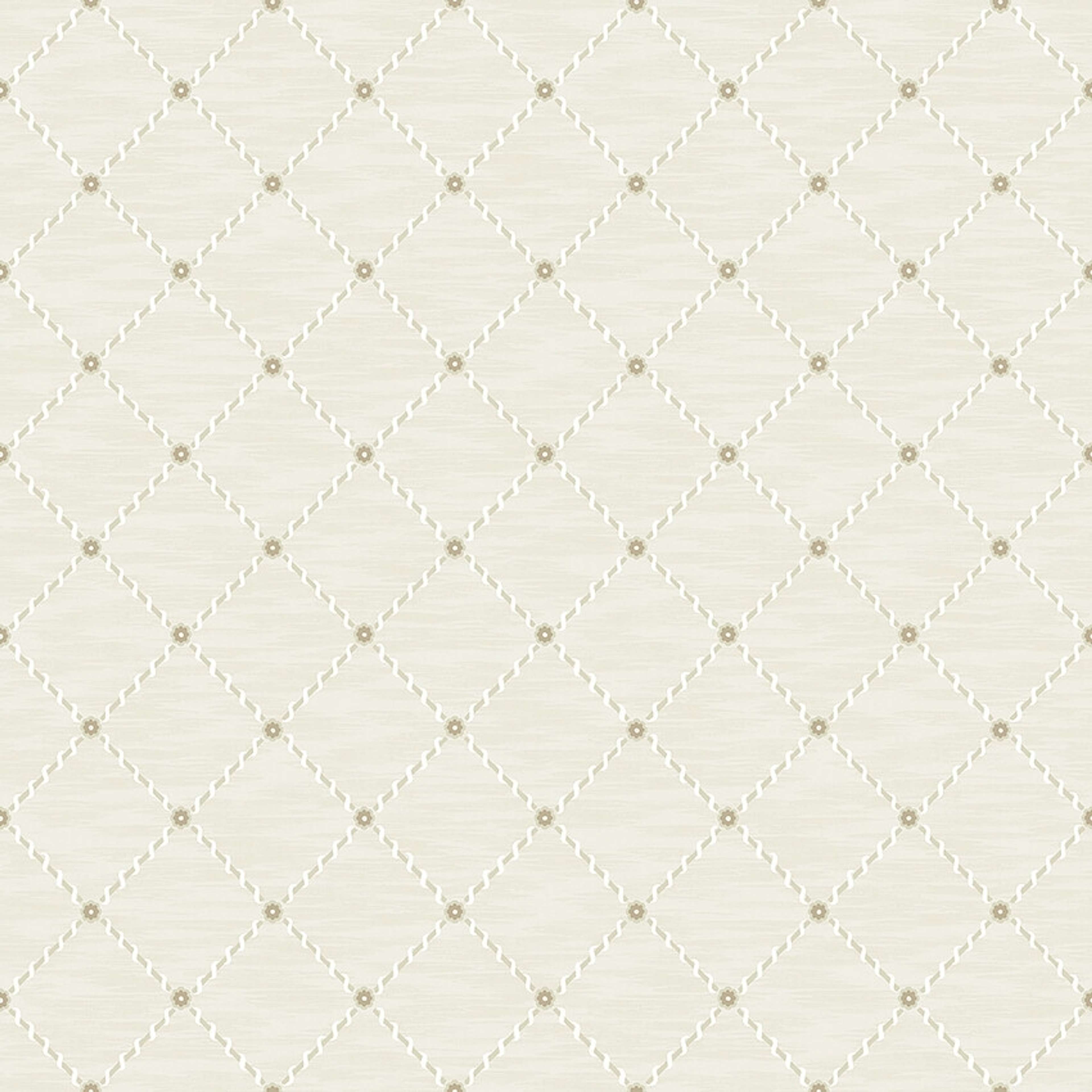 Golden Trellis beige rutmönster tapet med rutigt, trellis mönster i beige. Från kollektionen Treasured. Nonwoven-material med rak passning. Passar i kök, hall och arbetsrum.