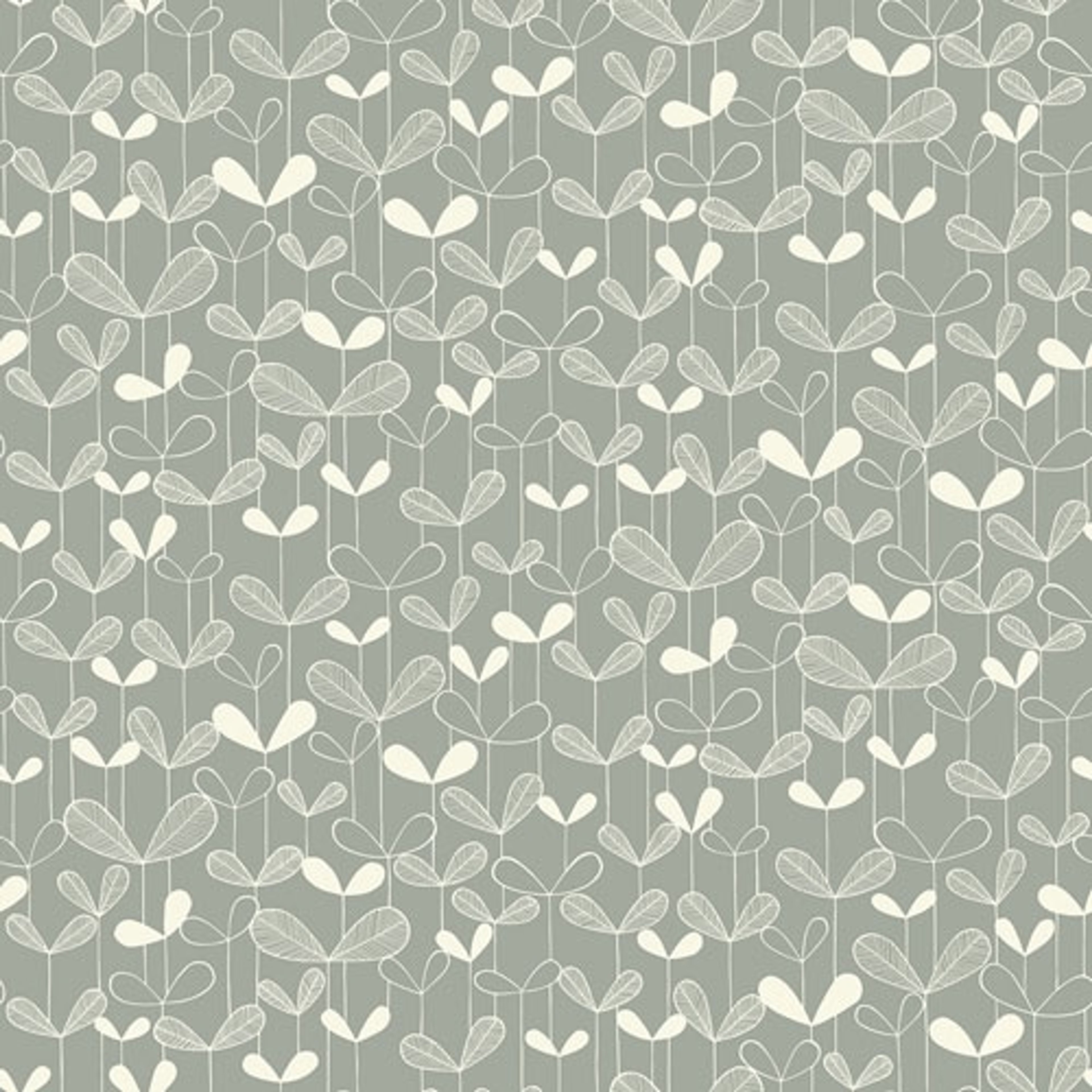 Saplings Silverleaf tapet från Midbec med botaniskt, retro mönster i grå. Från kollektionen Kinfolk. Nonwoven-material med förskjuten passning.