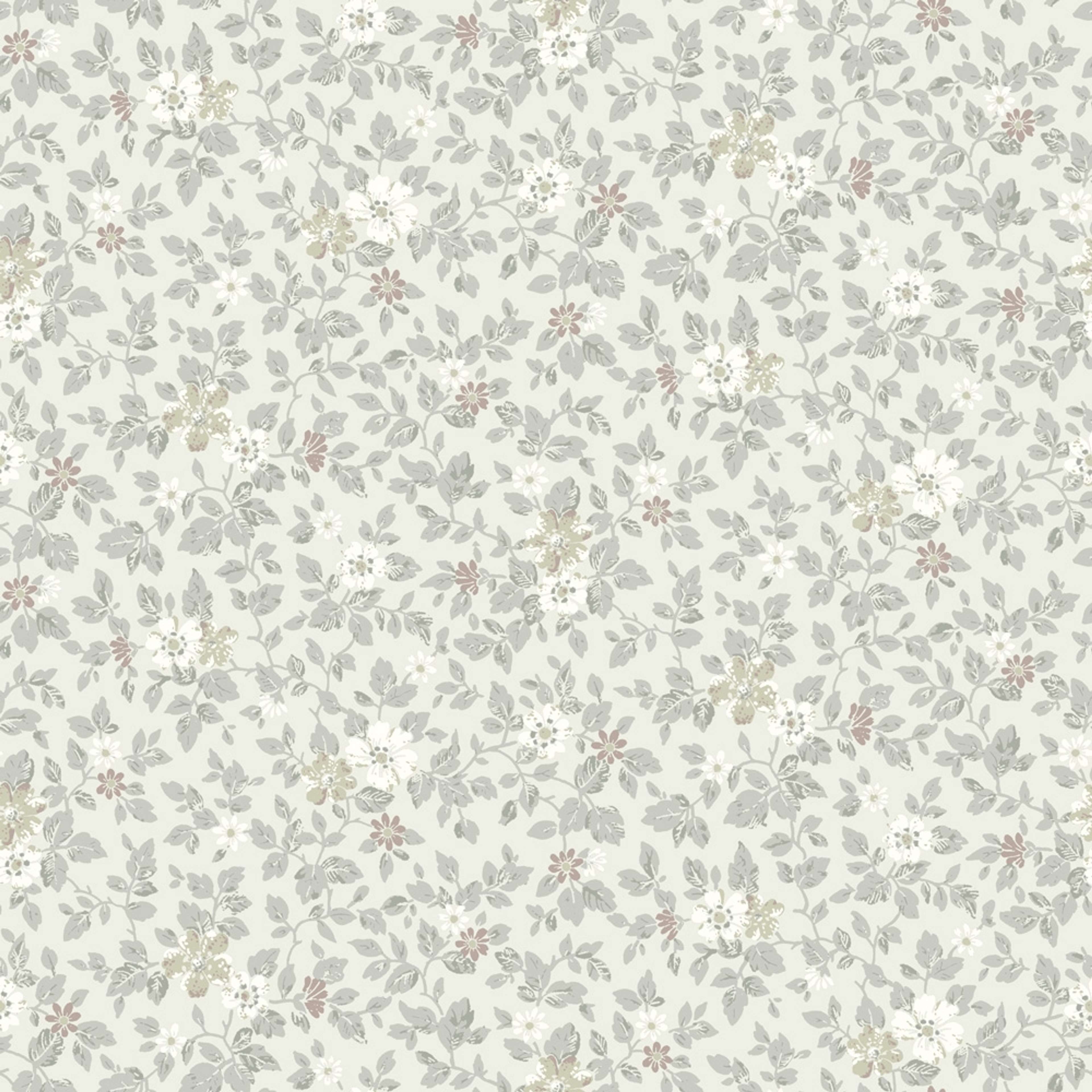 Linnea ljusgrå, tapet tapet med blommigt mönster i grå. Från kollektionen Sommaräng. Nonwoven-material med rak passning.