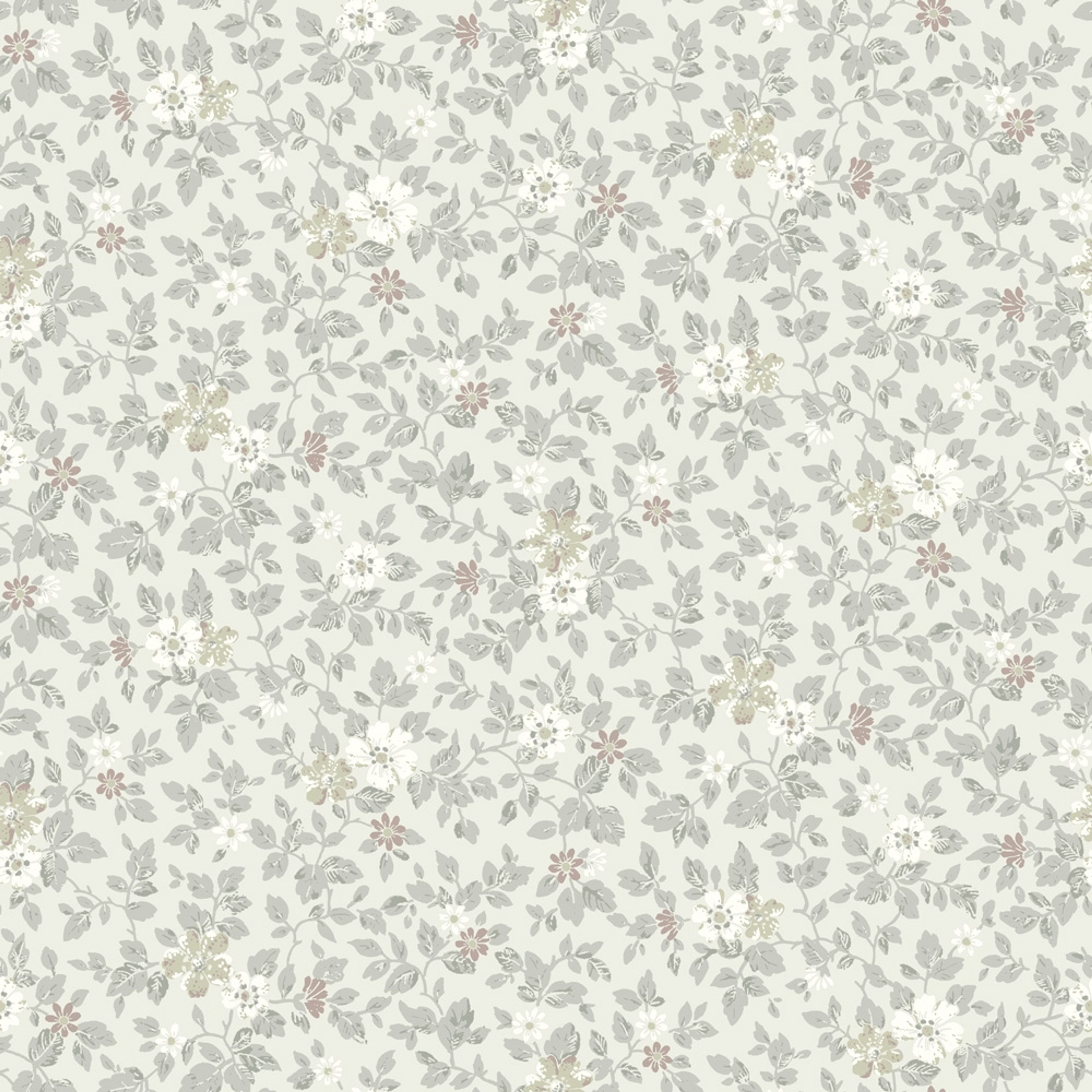 Linnea ljusgrå, tapet tapet med blommigt mönster i grå. Från kollektionen Sommaräng. Nonwoven-material med rak passning.