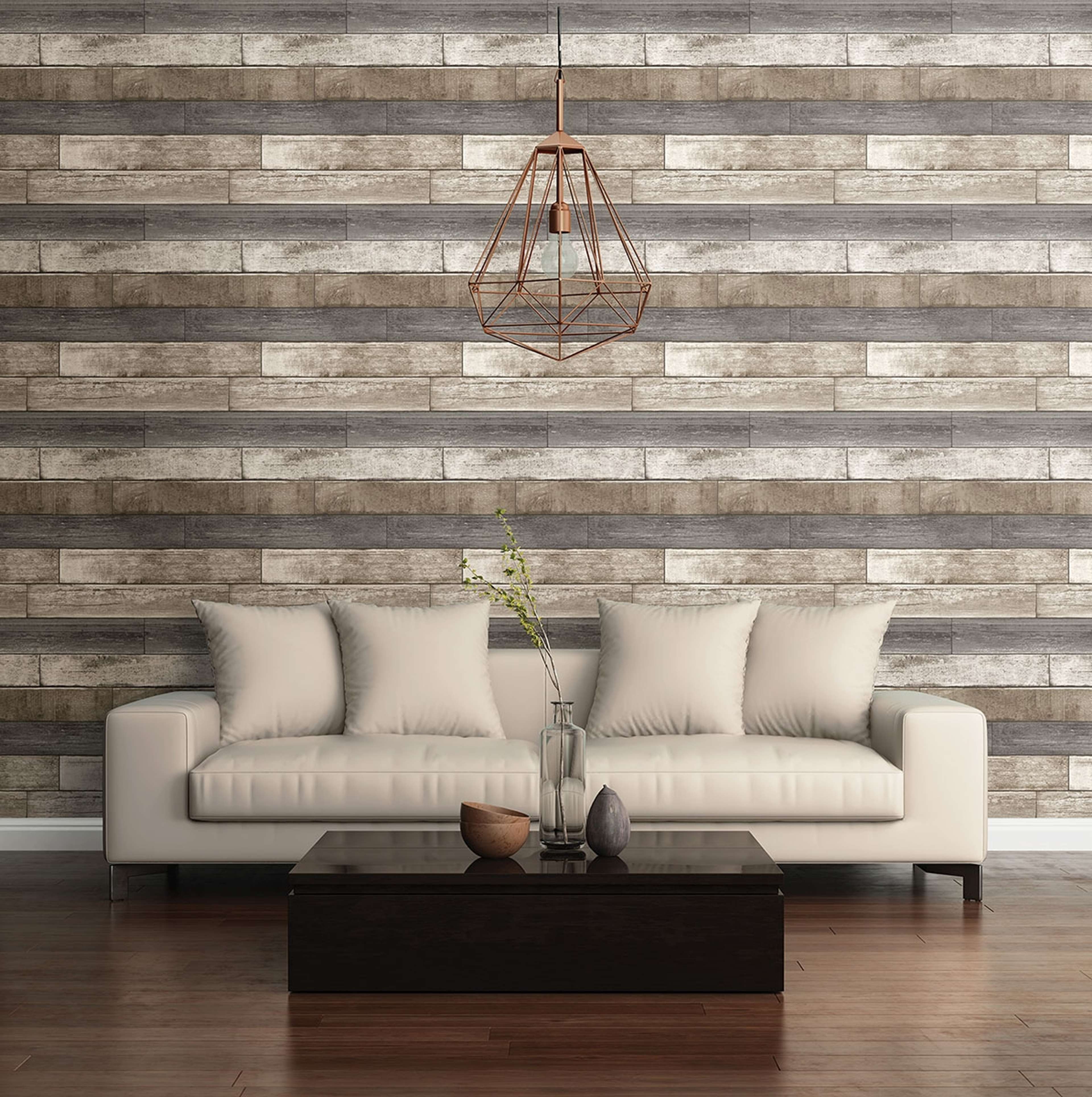 Weathered Plank tapet i grå tapet med tegelsten mönster i grå. Från kollektionen trilogy. Nonwoven-material med rak passning. Passar i vardagsrum och matsal.