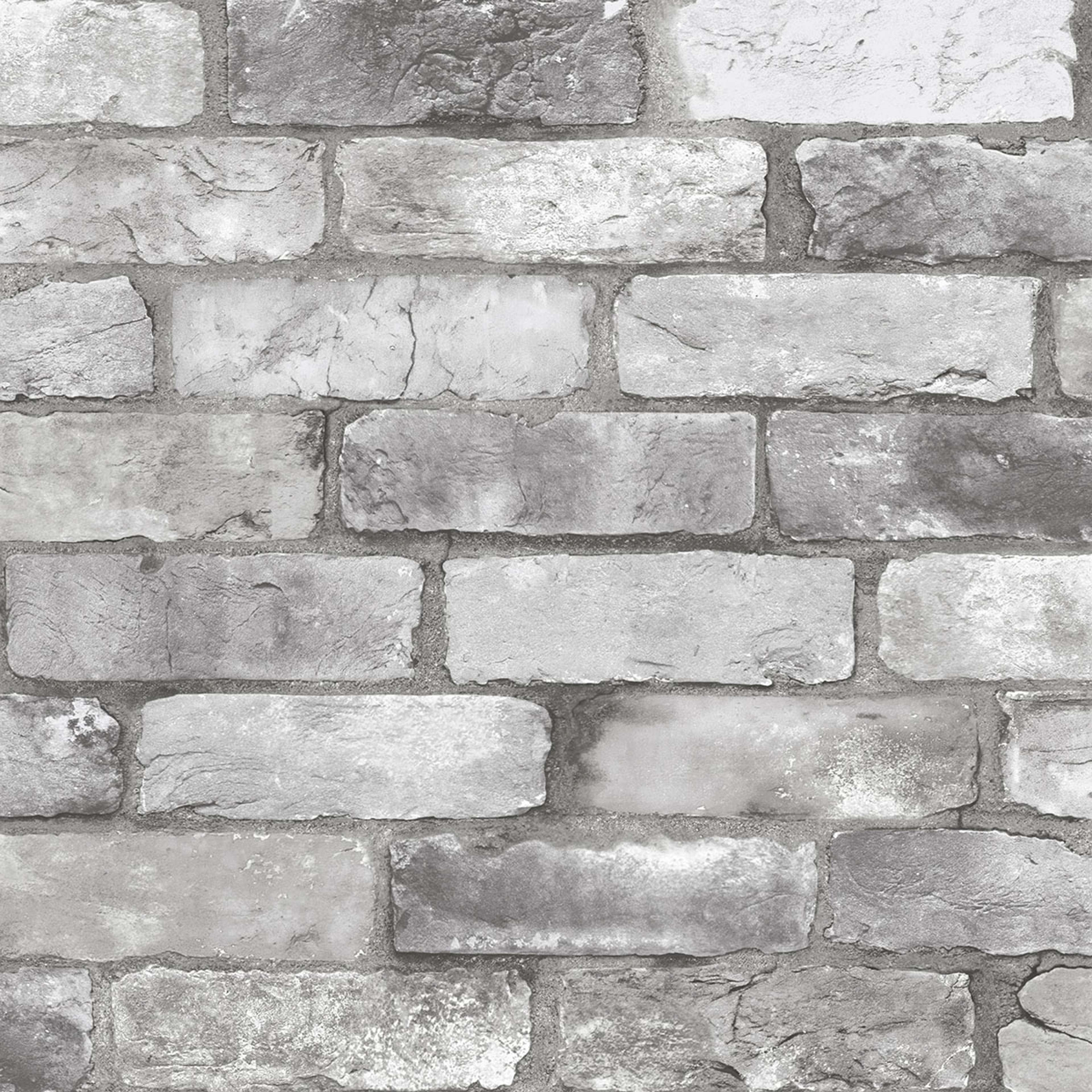 Reclaimed Bricks tapet i grå tapet med tegelsten mönster i grå. Från kollektionen trilogy. Nonwoven-material med förskjuten passning. Passar i vardagsrum och matsal.