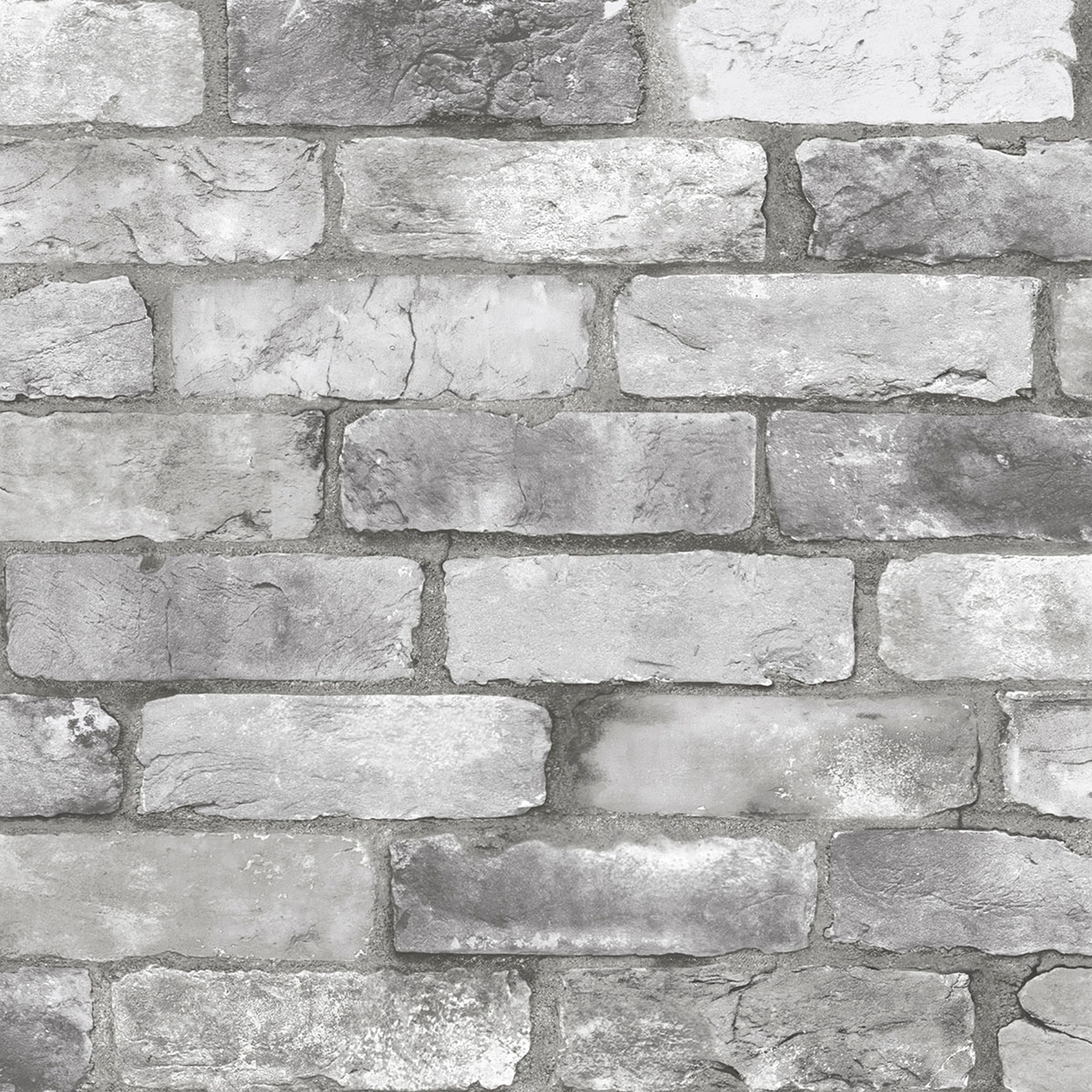 Reclaimed Bricks tapet i grå tapet med tegelsten mönster i grå. Från kollektionen trilogy. Nonwoven-material med förskjuten passning. Passar i vardagsrum och matsal.