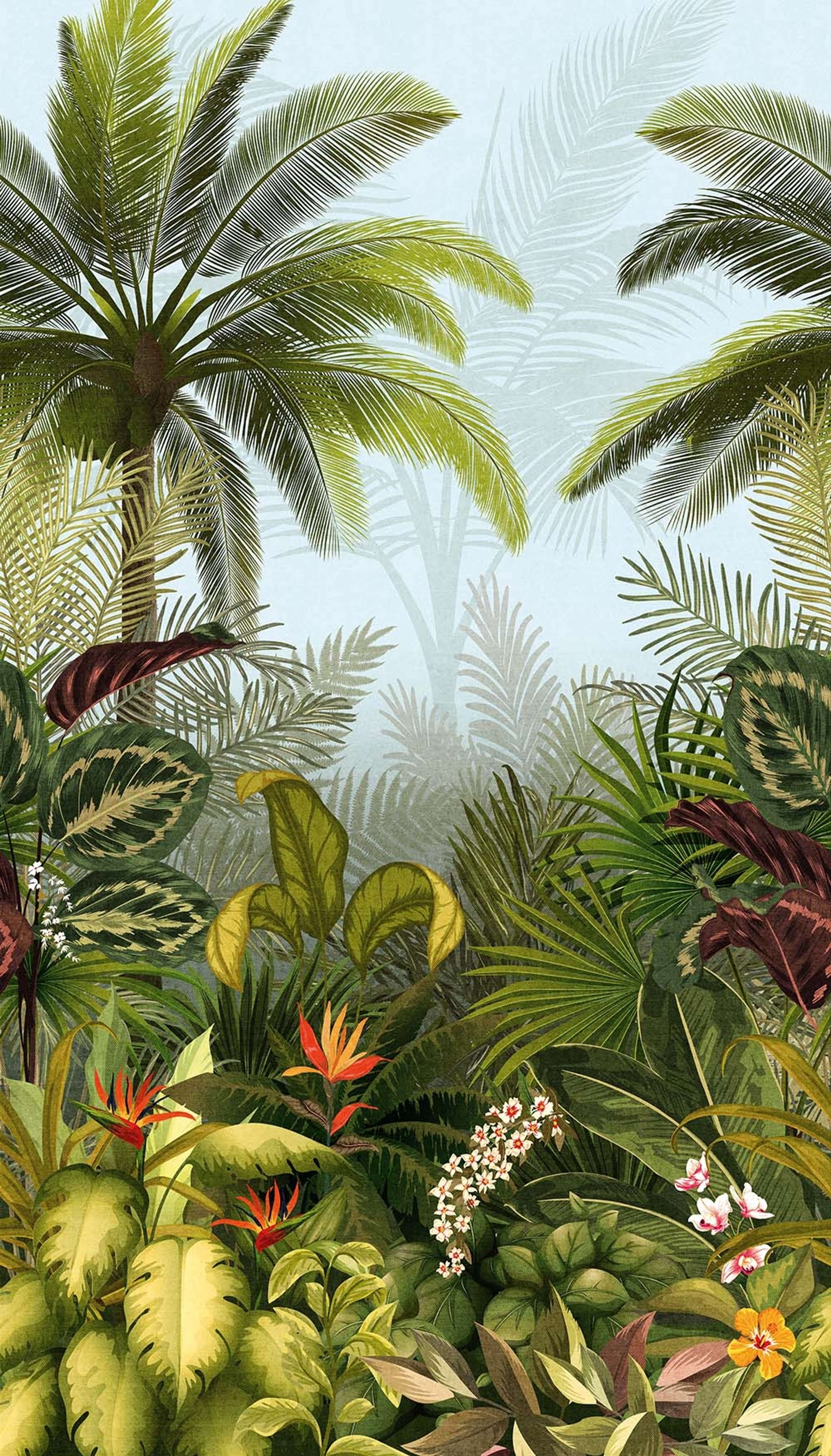 Raffia tapet i grön tapet med digitalfoto mönster i grön. Från kollektionen jungle fever. Nonwoven-material med fri passning. Passar i vardagsrum och matsal.