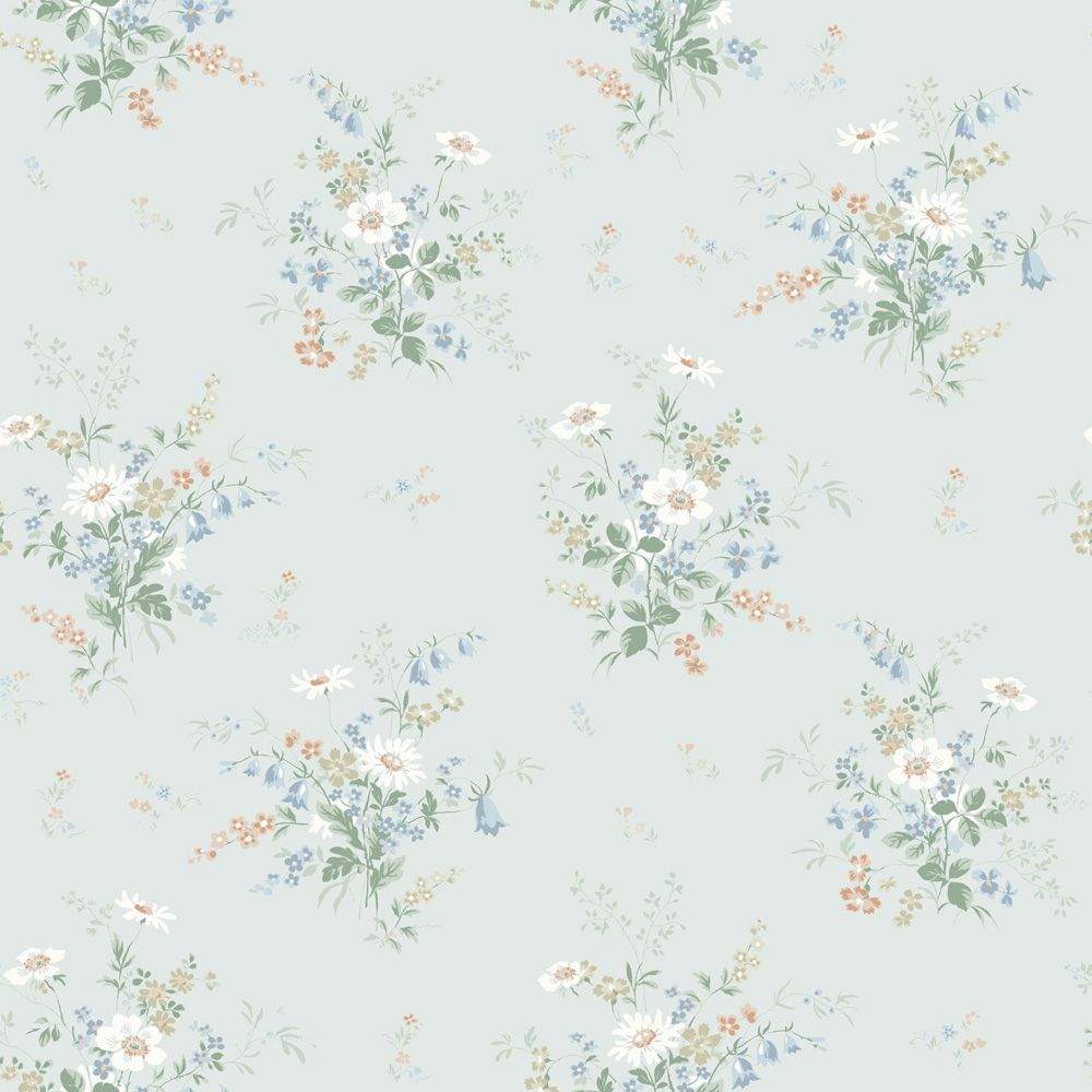 Olivia grå, tapet tapet med blommigt mönster i grå. Från kollektionen Sommaräng. Nonwoven-material med rak passning.