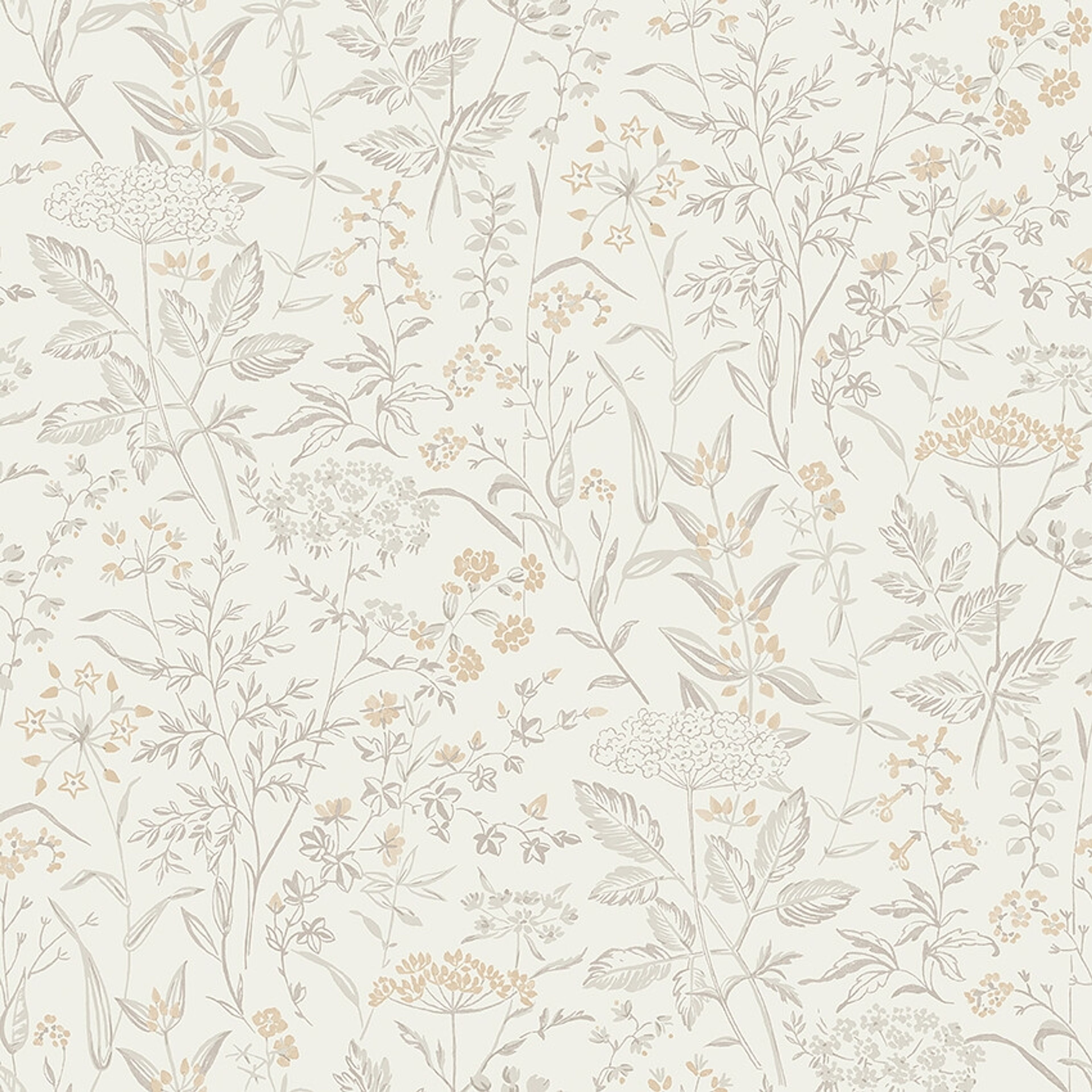 Emil 38735, tapet tapet med botaniskt, blommigt mönster i cream. Från kollektionen Borosan Hem. Nonwoven-material med rak passning.