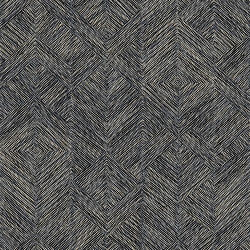 Enitan Slate tapet tapet från Midbec med geometriskt mönster i svart och guld. Från kollektionen Tribute. Nonwoven-material med förskjuten passning. Passar i vardagsrum, matsal och hall.