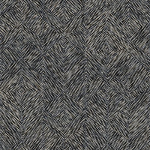 Enitan Slate tapet tapet från Midbec med geometriskt mönster i svart och guld. Från kollektionen Tribute. Nonwoven-material med förskjuten passning. Passar i vardagsrum, matsal och hall.