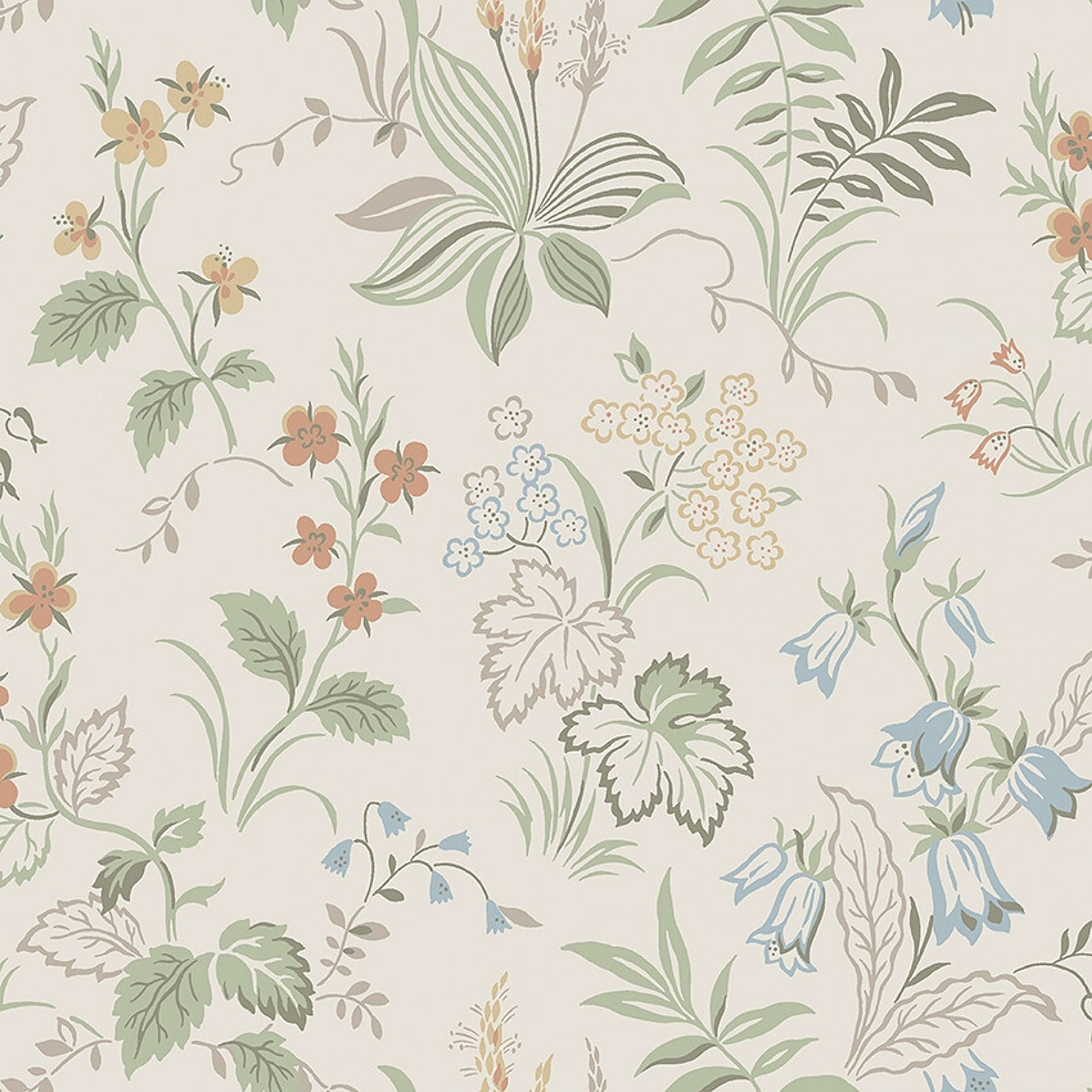 Folklore tapet med blommigt mönster i beige. Från kollektionen timeless traditions. Nonwoven-material med förskjuten passning.
