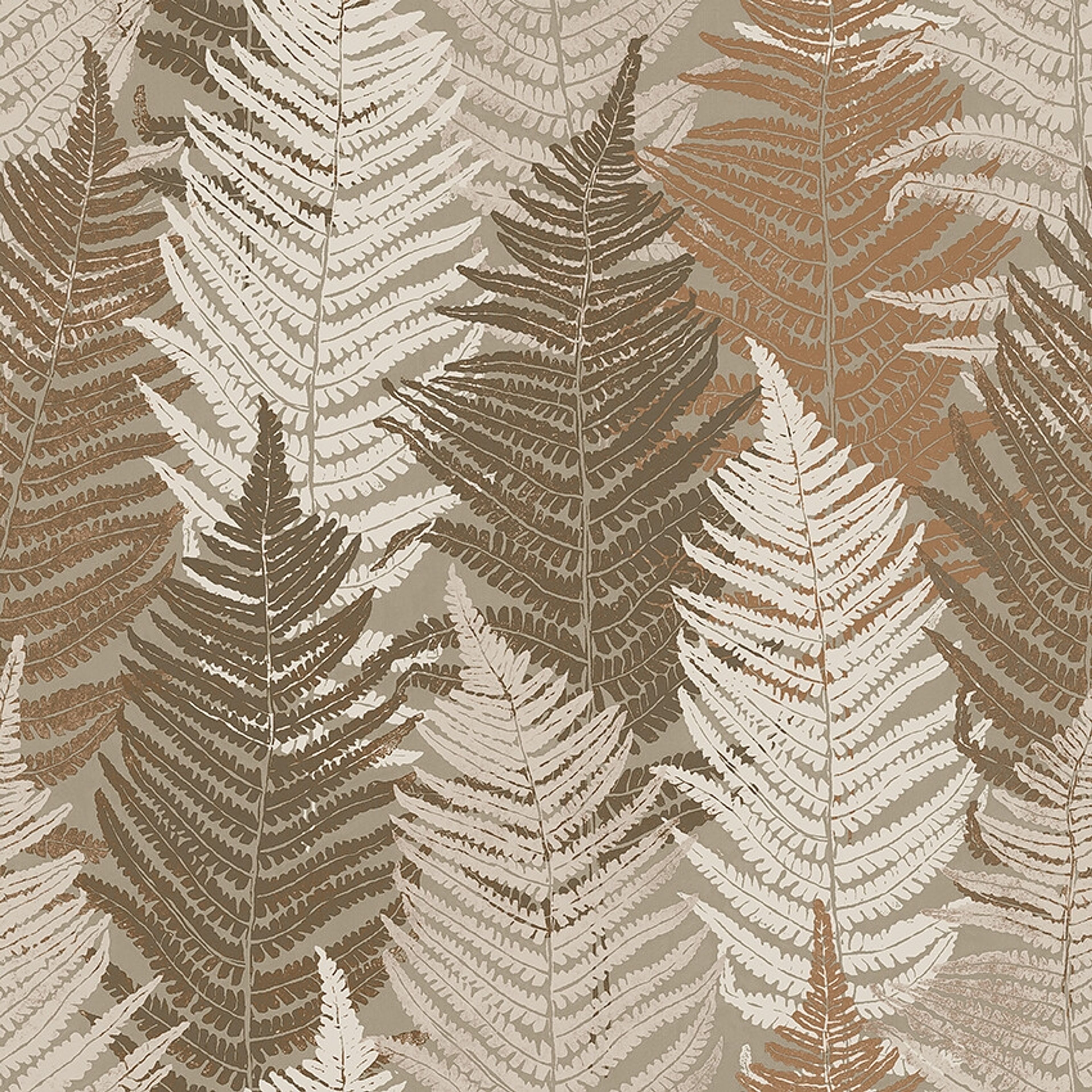 Fern Forest tapet med botaniskt mönster i brun. Från kollektionen Woodland. Nonwoven-material med rak passning.