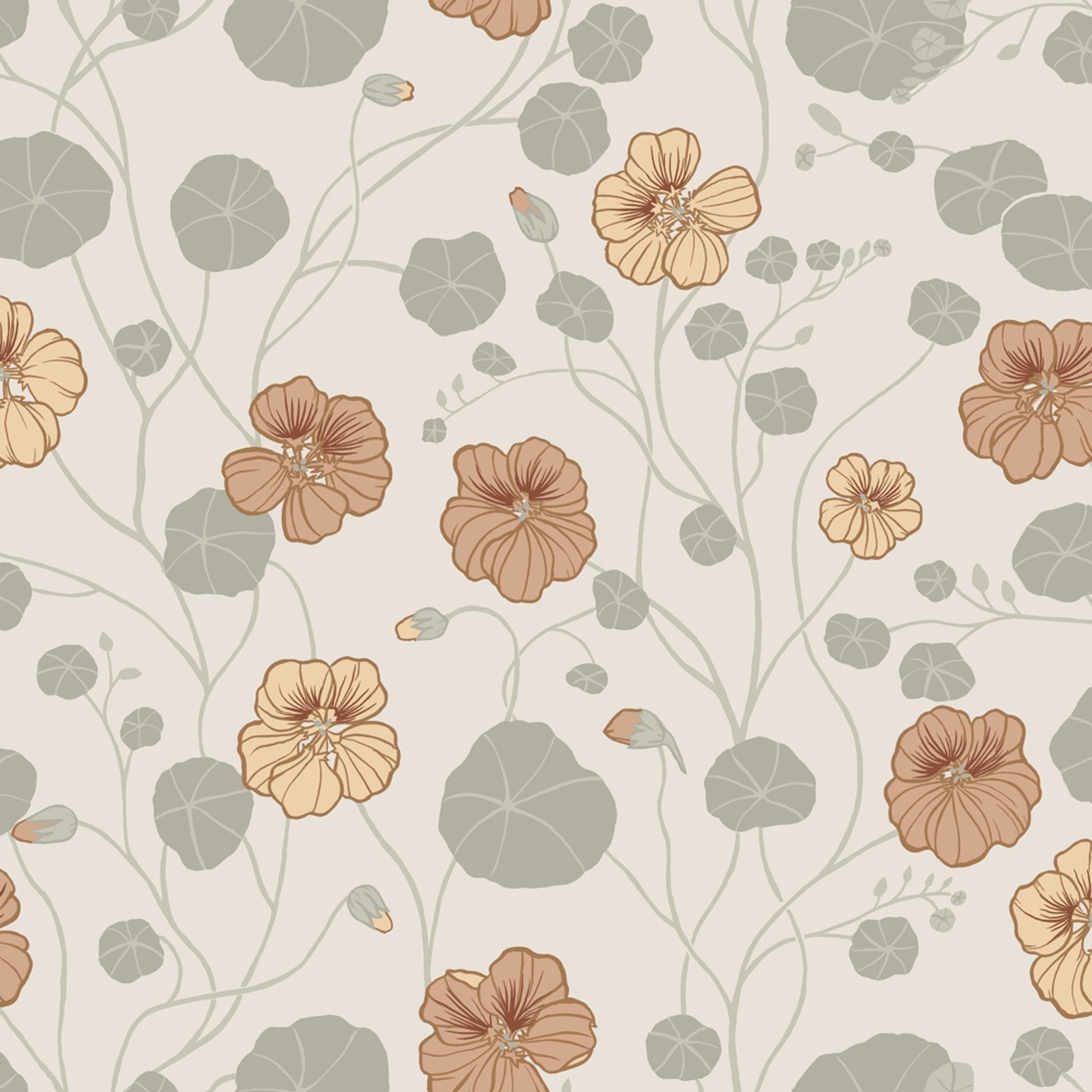Krasseslinga, vit tapet tapet med blommigt mönster i vit. Från kollektionen Långenäs. Nonwoven-material med förskjuten passning.