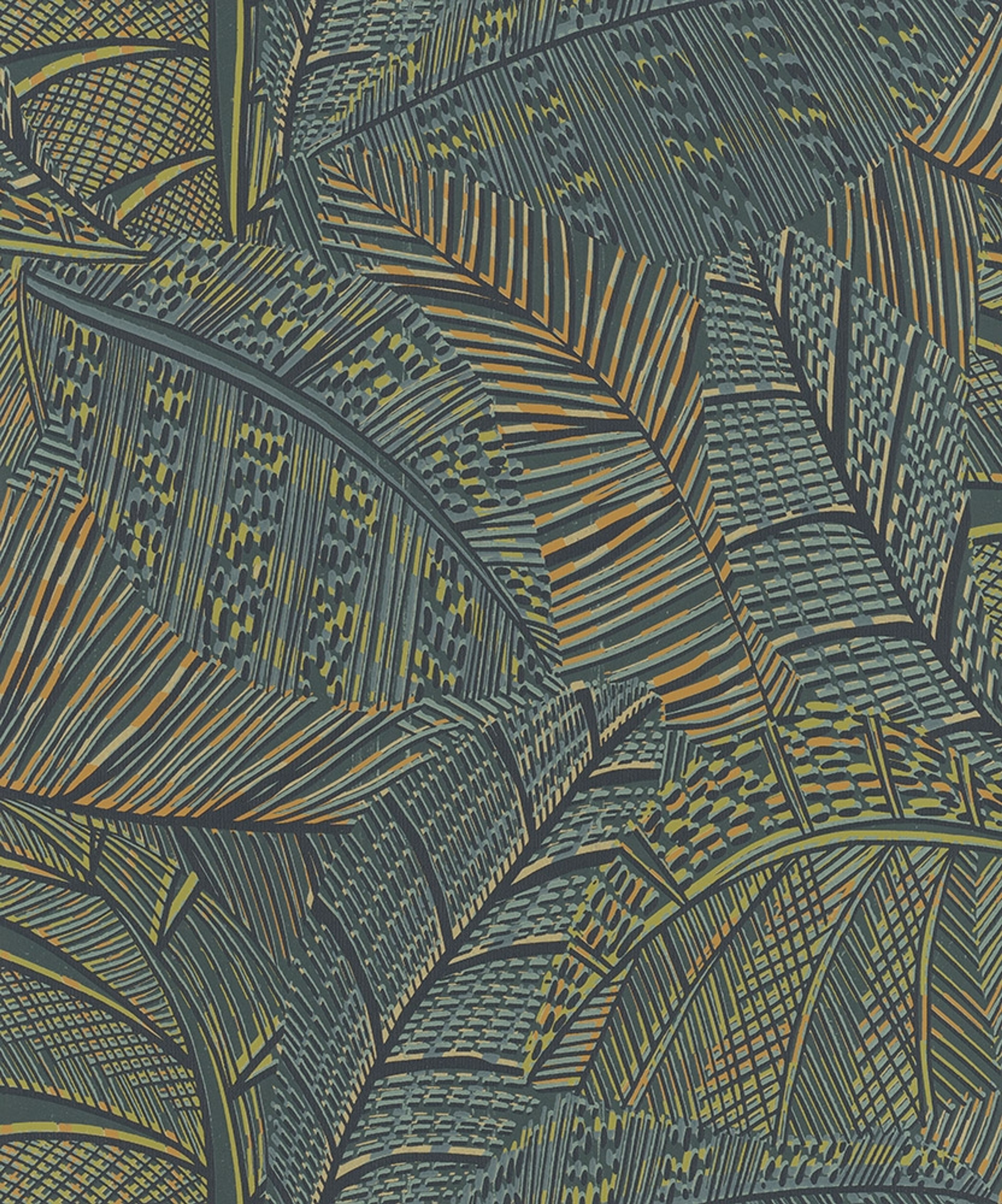 Leaf tapet med botaniskt mönster i blå. Från kollektionen Toscana. Nonwoven-material med förskjuten passning.