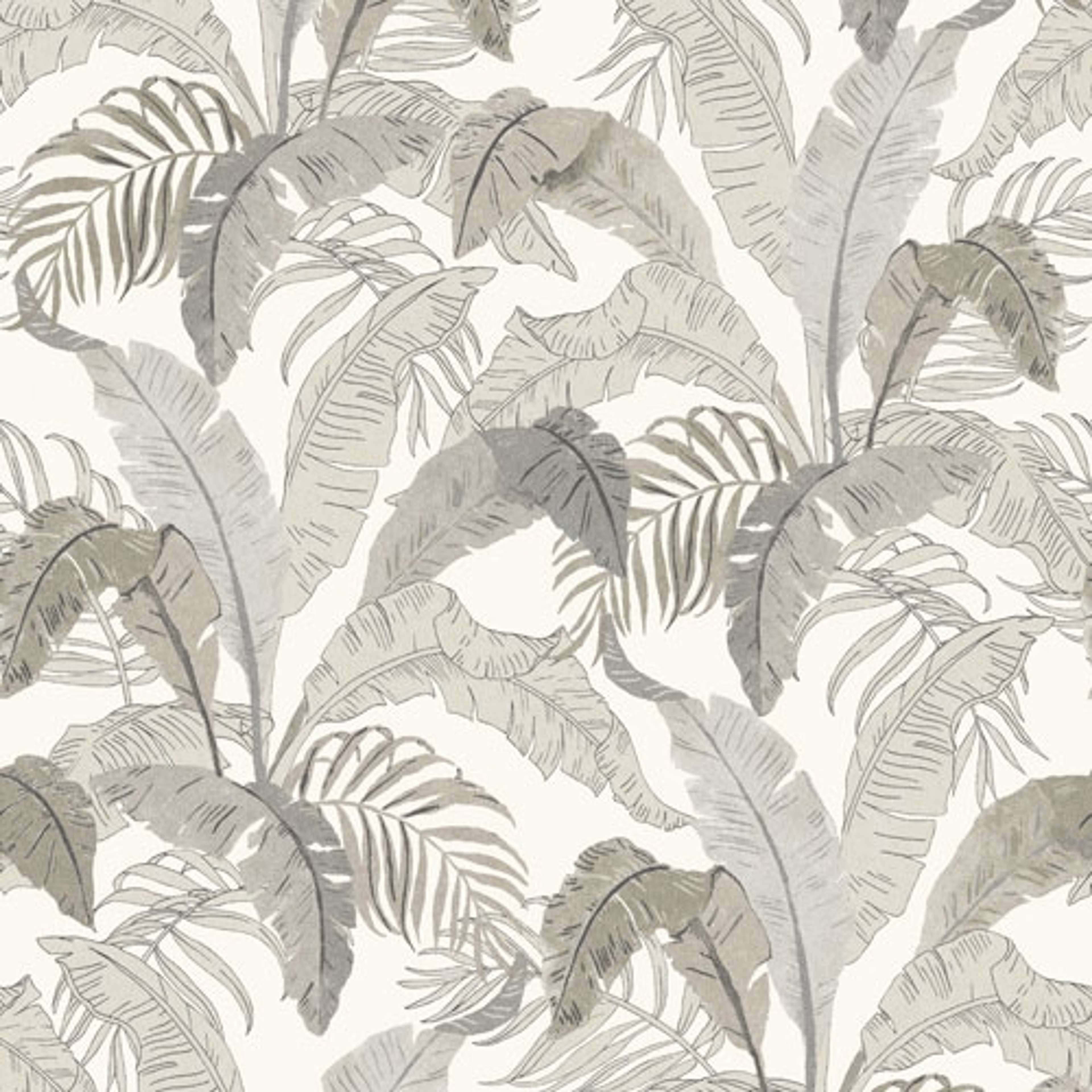 Botanic midnight tapet med botaniskt mönster i grå. Från kollektionen lotus. Nonwoven-material med rak passning.