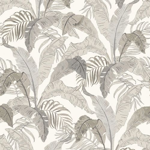 Botanic midnight tapet med botaniskt mönster i grå. Från kollektionen lotus. Nonwoven-material med rak passning.