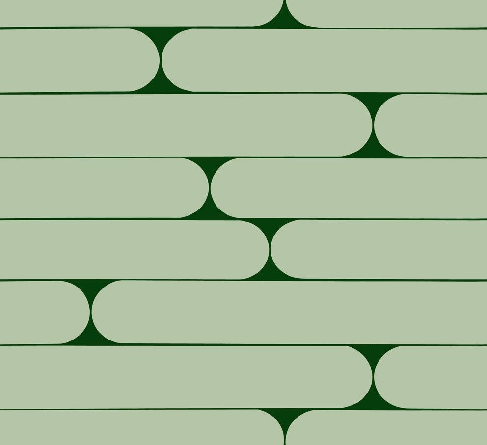 Putki tapet med grafiskt mönster i grön. Från kollektionen Marimekko 6. Nonwoven-material med rak passning.
