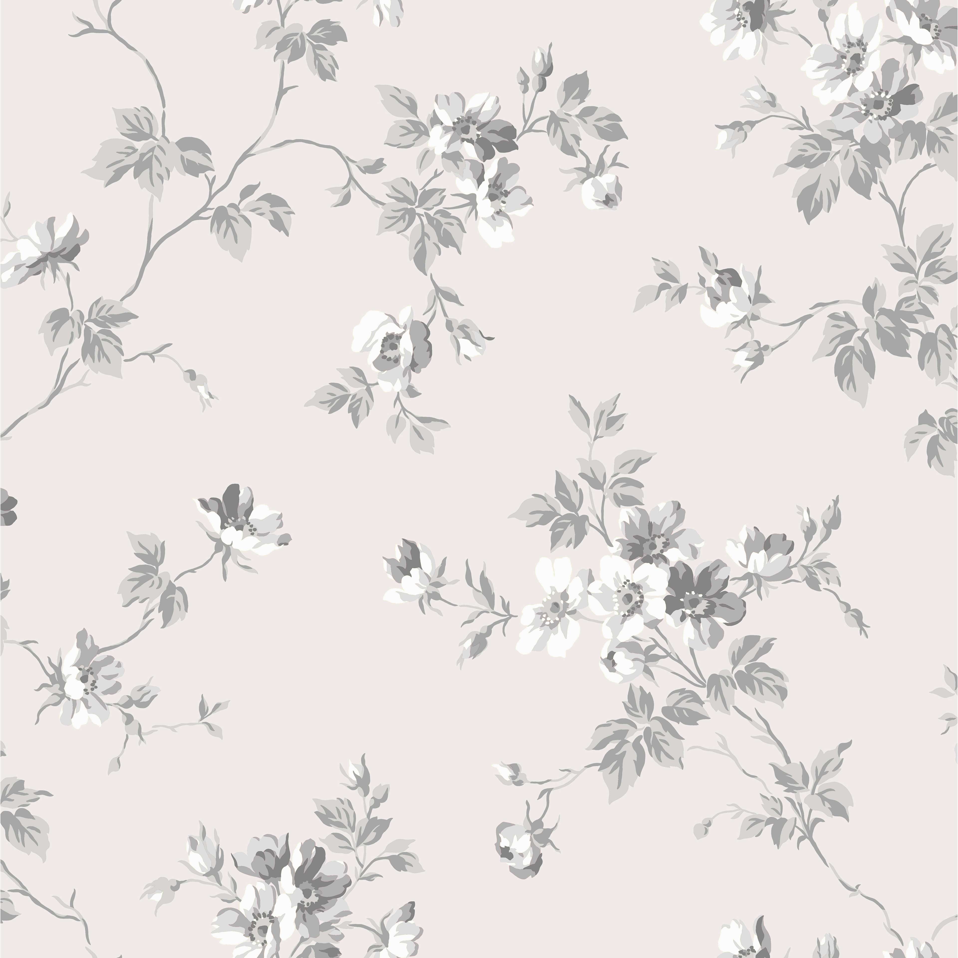Kristina, beiggrå tapet från duro med blommigt mönster i grå och beige. Från kollektionen Duro 1900. Nonwoven-material med förskjuten mönsterpassning.
