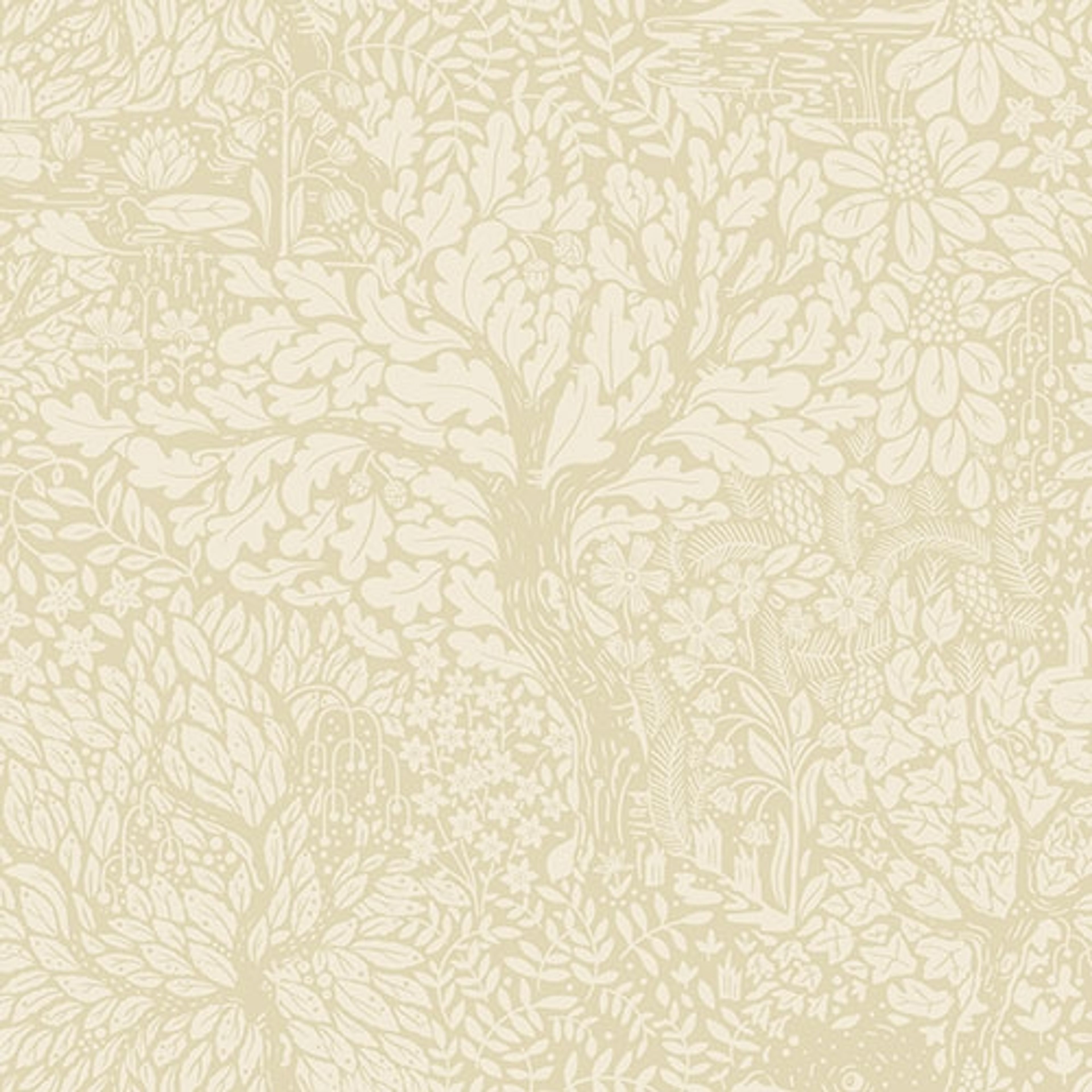 Olle tapet med blommigt mönster i vit och beige. Från kollektionen hjärterum. Nonwoven-material med förskjuten passning.