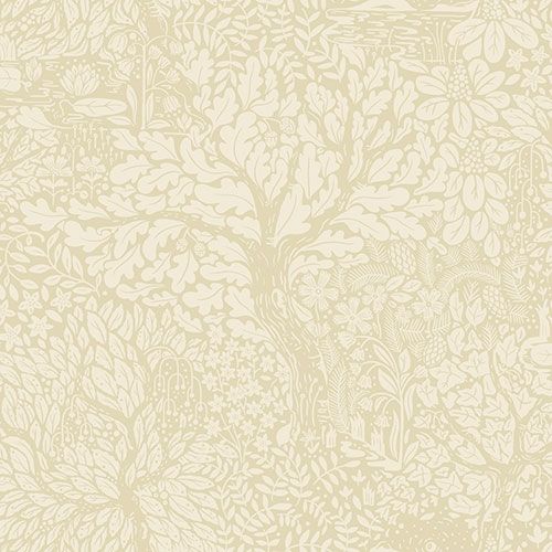 Olle tapet med blommigt mönster i vit och beige. Från kollektionen hjärterum. Nonwoven-material med förskjuten passning.