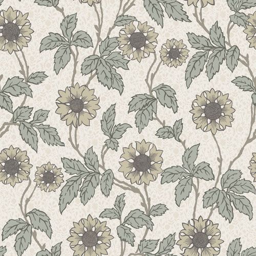 Solvej storblommig, ljus tapet från Midbec med blommigt mönster i vit. Från kollektionen Lyckebo. Nonwoven-material med rak passning.