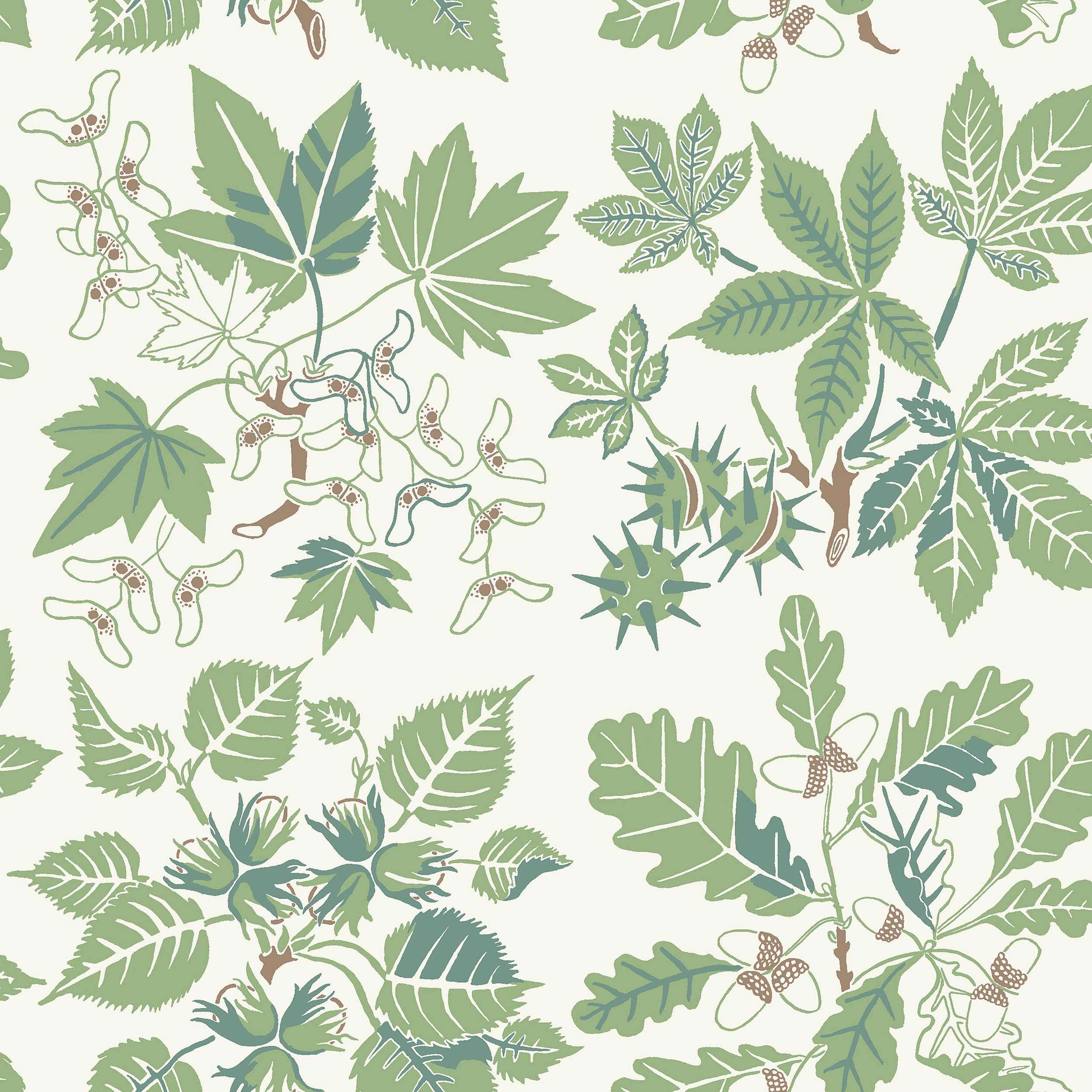 Arboretum grön, tapet tapet med naturochlandskap mönster i grön. Från kollektionen Nordic Folk. Nonwoven-material med förskjuten passning. Passar i matsal.