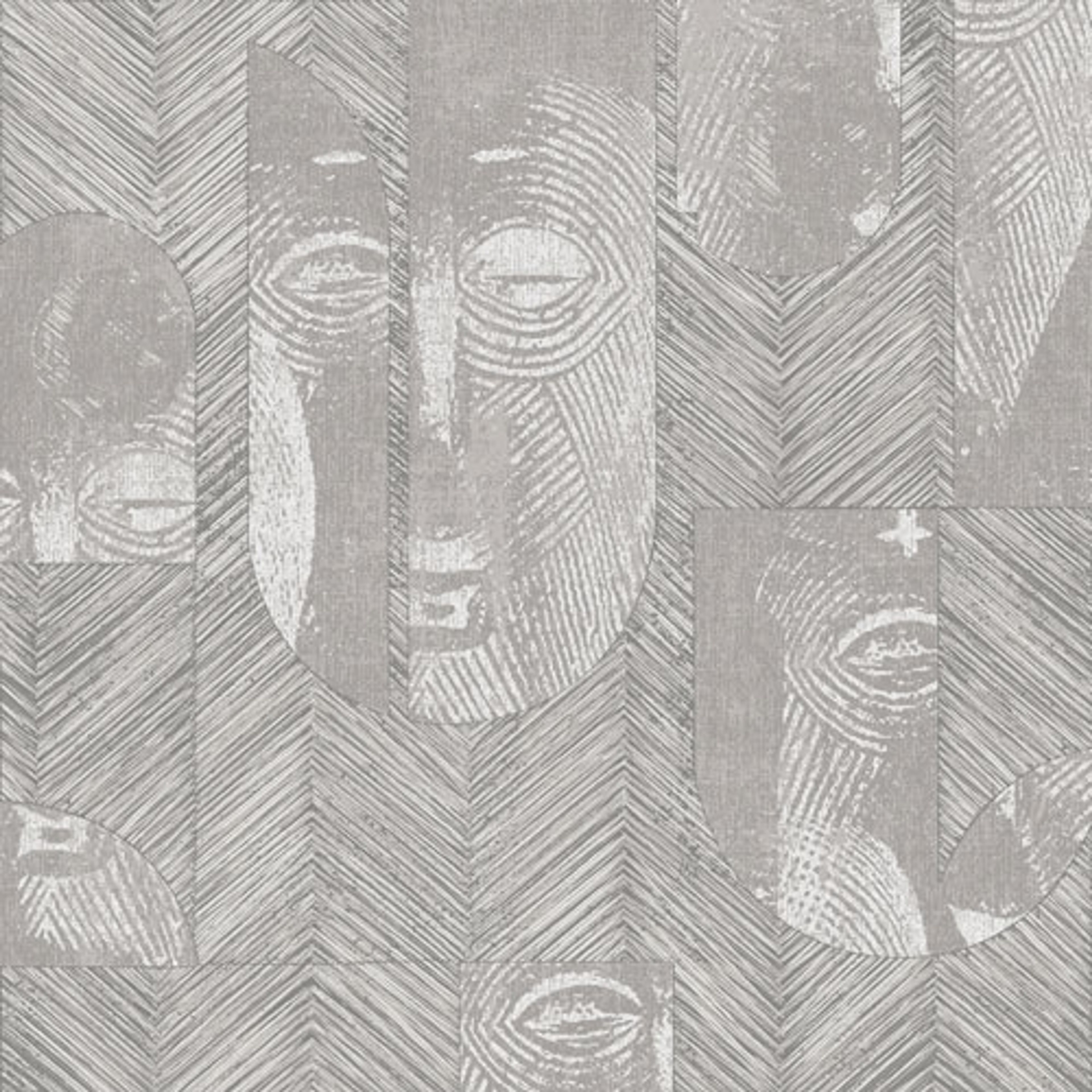 Mask Rock tapet tapet från Midbec med grafiskt mönster i grå. Från kollektionen Tribute. Nonwoven-material med förskjuten passning. Passar i vardagsrum, matsal och hall.