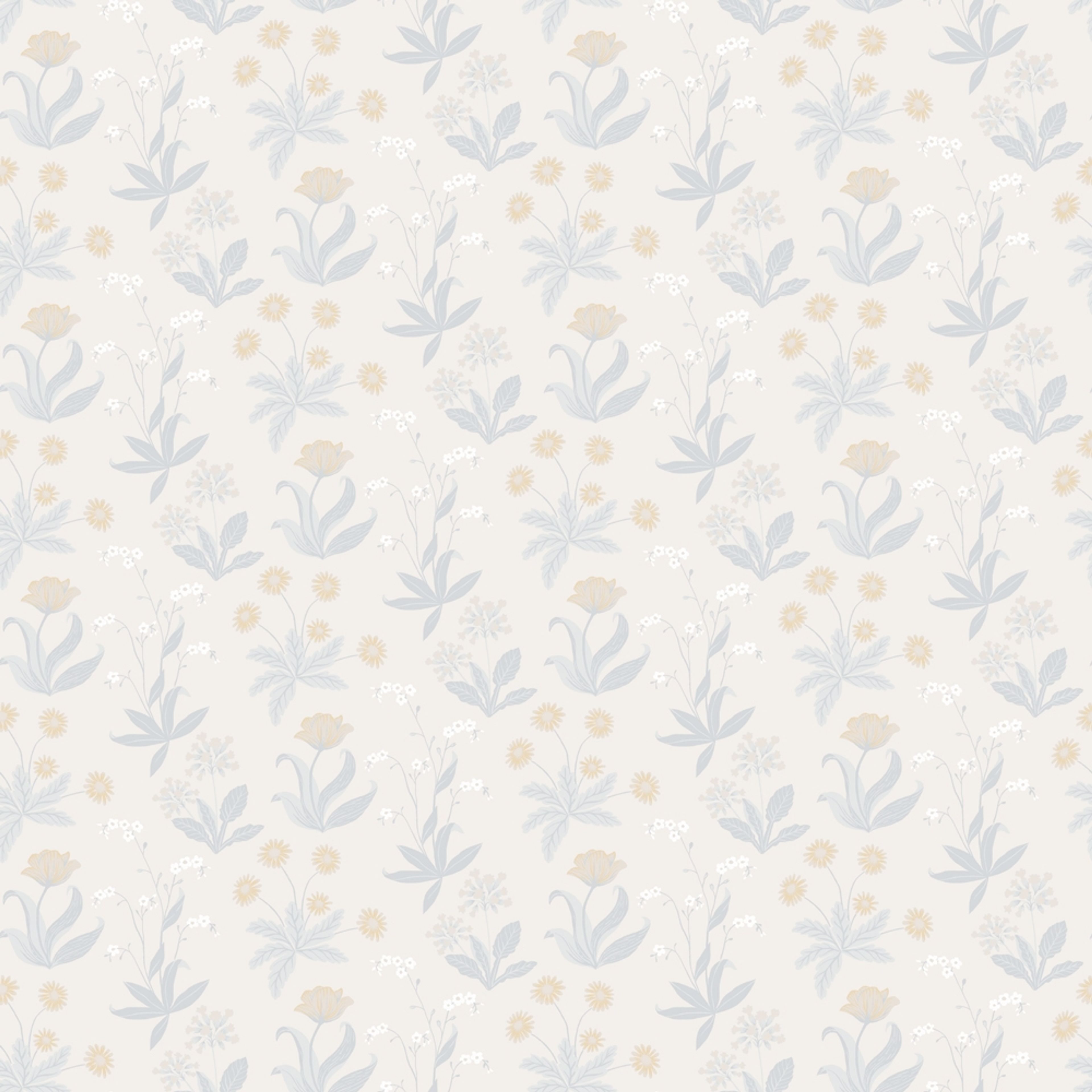 Fleur, gul tapet tapet med blommigt mönster i gul. Från kollektionen Långenäs. Nonwoven-material med rak passning.