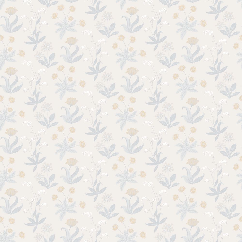 Fleur, gul tapet tapet med blommigt mönster i gul. Från kollektionen Långenäs. Nonwoven-material med rak passning.