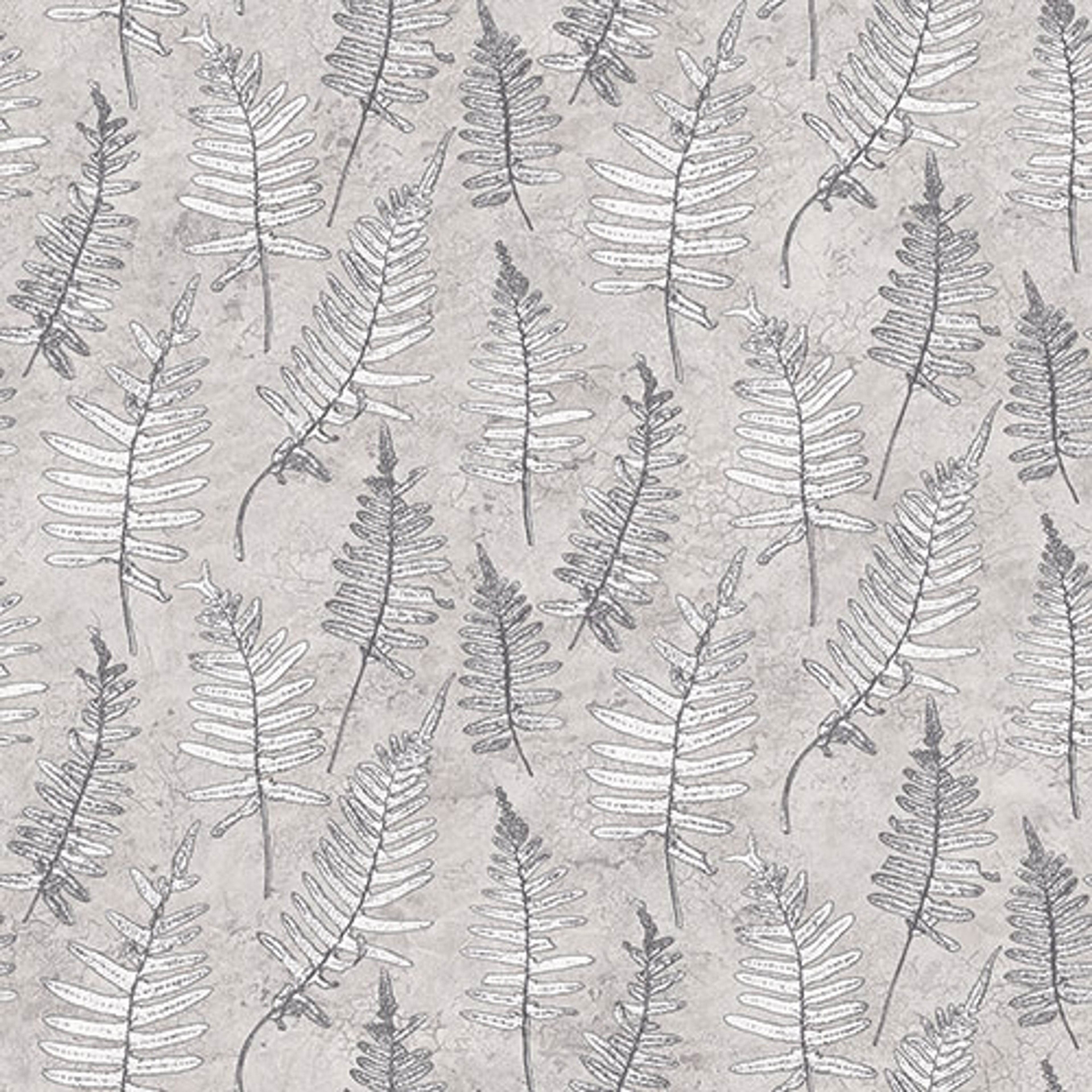 Stensöta tapet med botaniskt mönster i grå. Från kollektionen skogsgläntan. Nonwoven-material med rak passning. Passar i vardagsrum, sovrum och matsal.