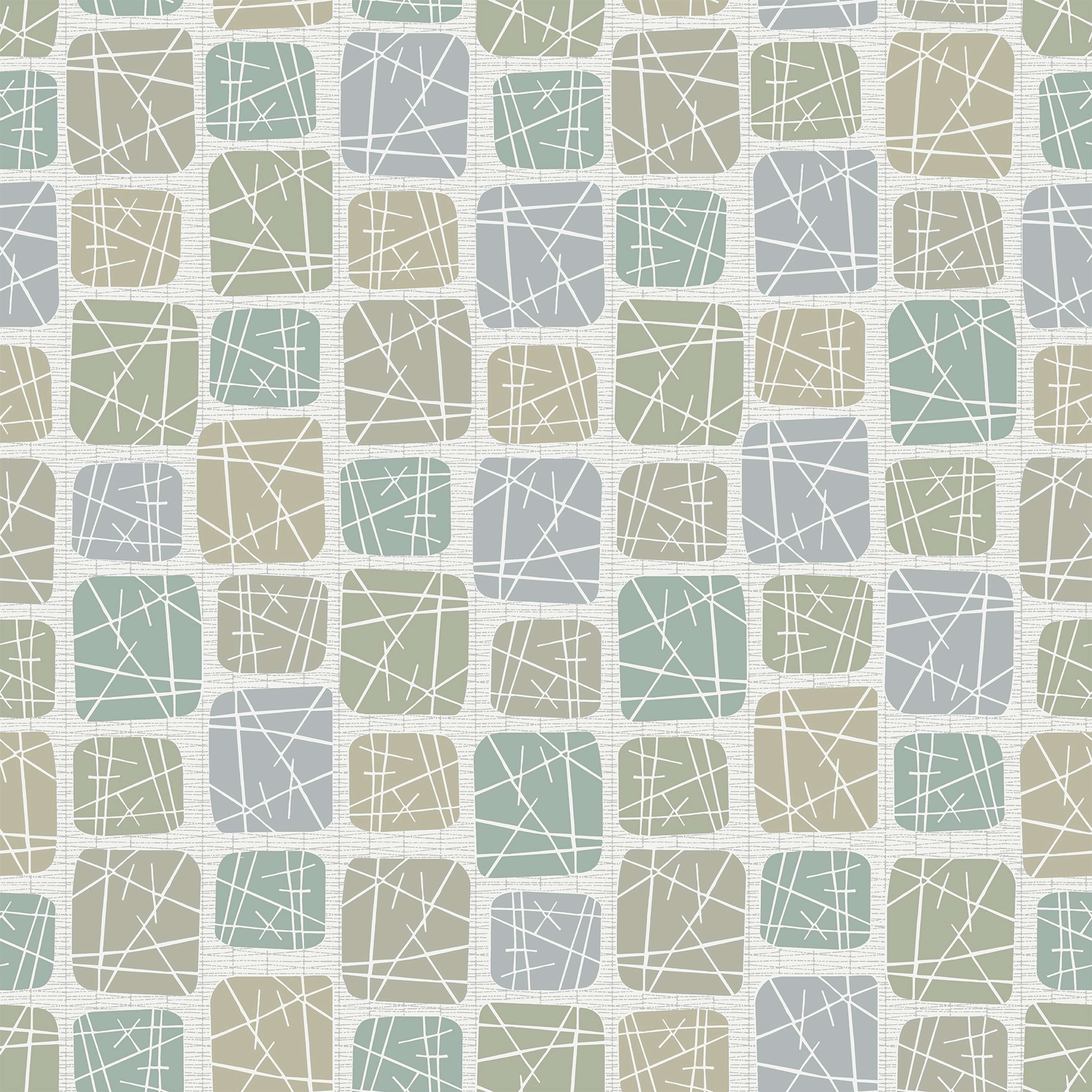 Annika blå tapet med grafiskt mönster i blå. Från kollektionen Gammalsvenska klassiker 1850–1950. Nonwoven-material med rak passning.