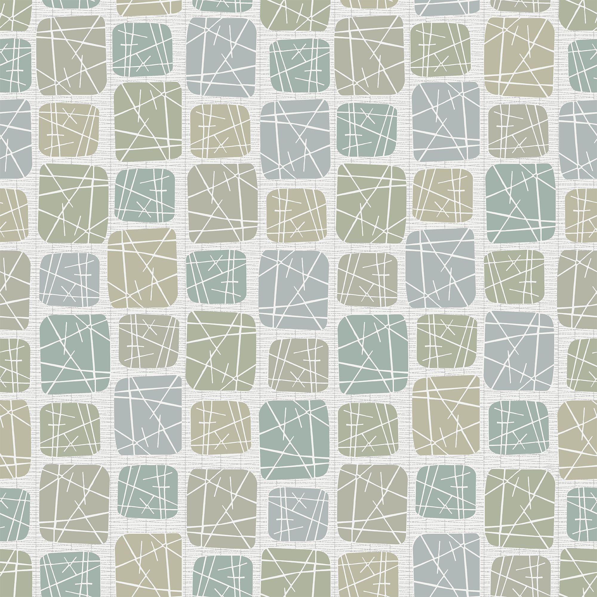 Annika blå tapet med grafiskt mönster i blå. Från kollektionen Gammalsvenska klassiker 1850–1950. Nonwoven-material med rak passning.