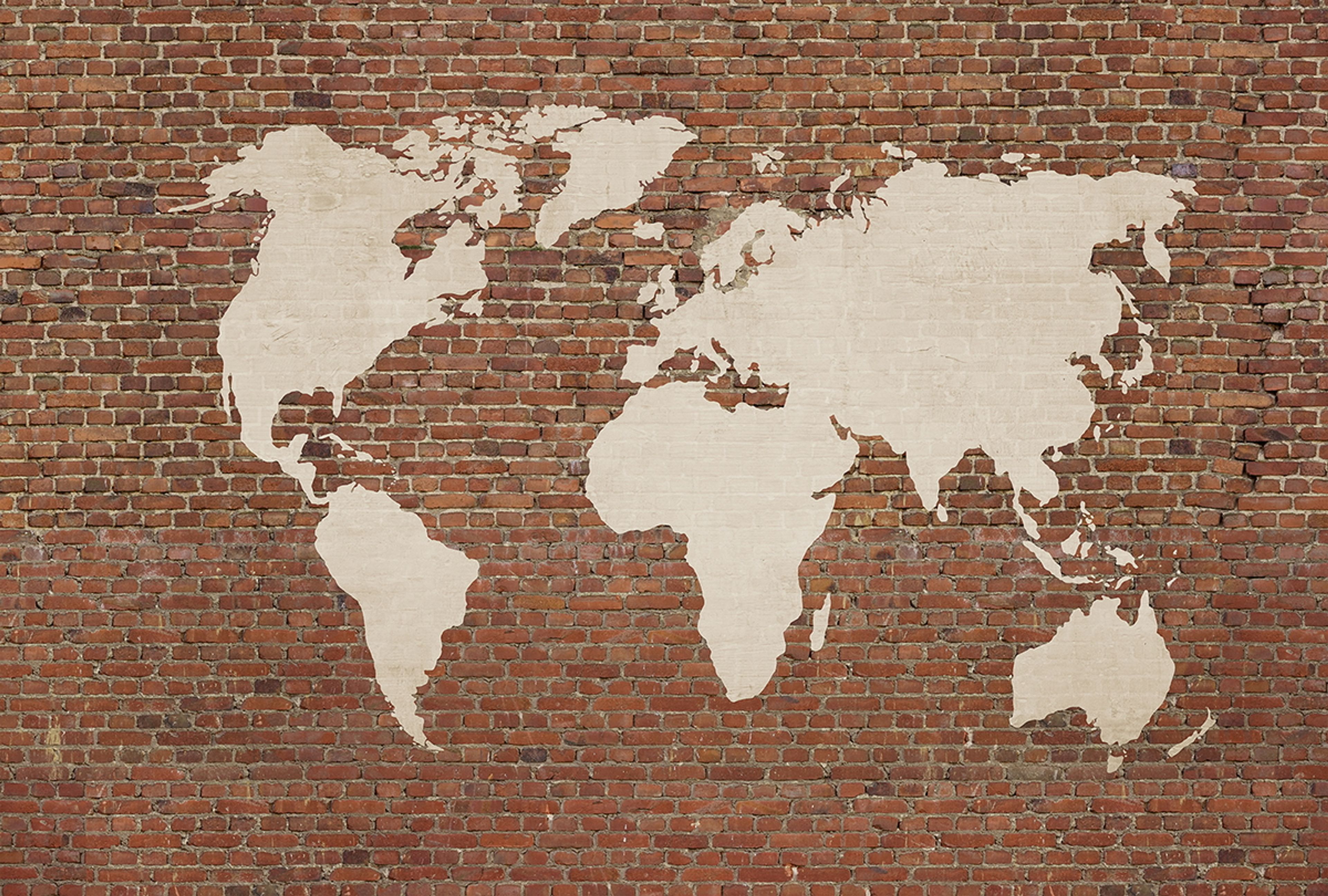Worldmap, tapet i röd tapet med digitalfoto mönster i röd. Från kollektionen best of wood n stone 2. Nonwoven-material med fri passning. Passar i vardagsrum och matsal.