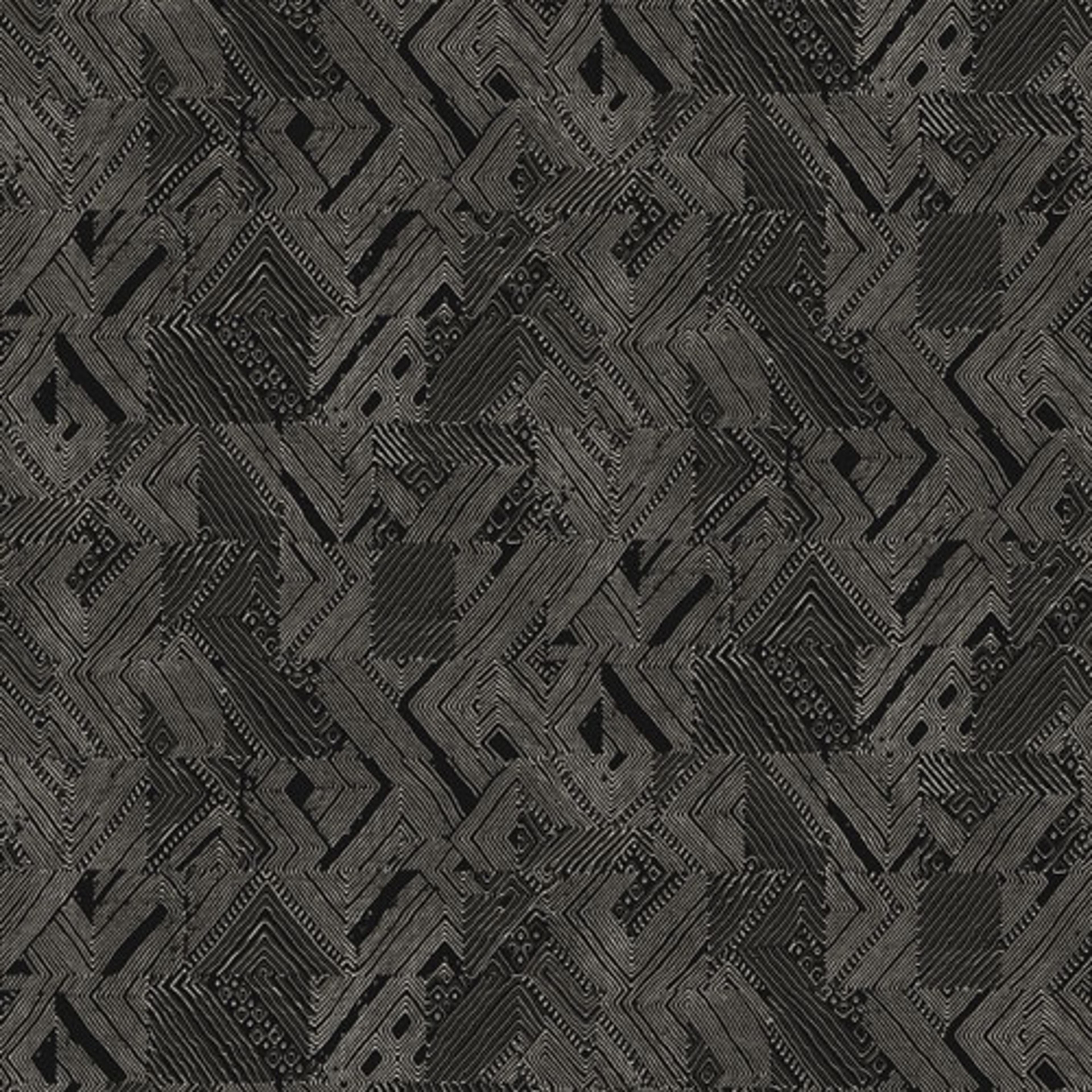 Manu Night tapet tapet från Midbec med geometriskt mönster i silver och grå. Från kollektionen Tribute. Nonwoven-material med rak passning. Passar i vardagsrum, matsal och hall.