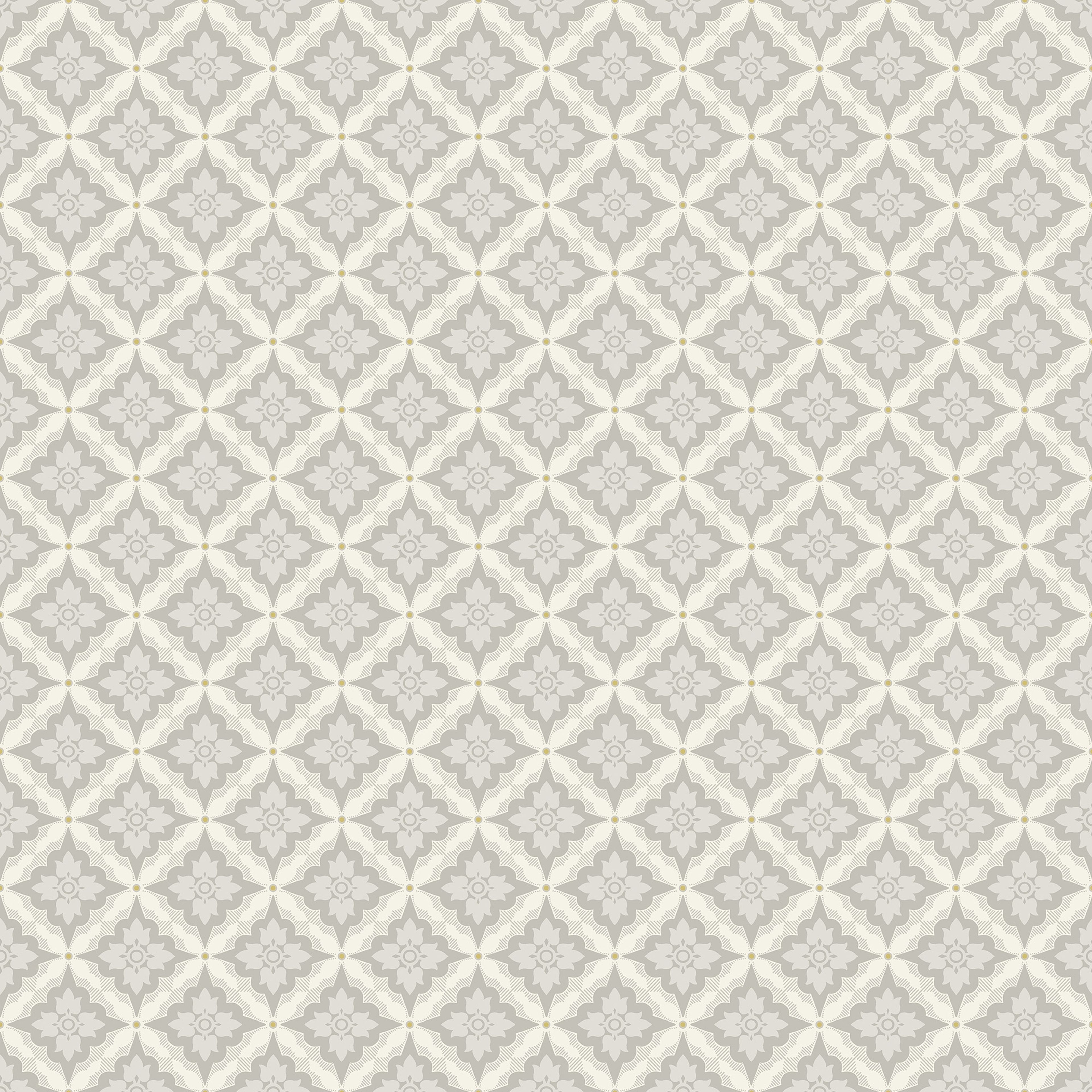 Ingrid Grå tapet med geometriskt mönster i grå. Från kollektionen Gammalsvenska klassiker 1850–1950. Nonwoven-material med rak passning. Passar i vardagsrum och matsal.