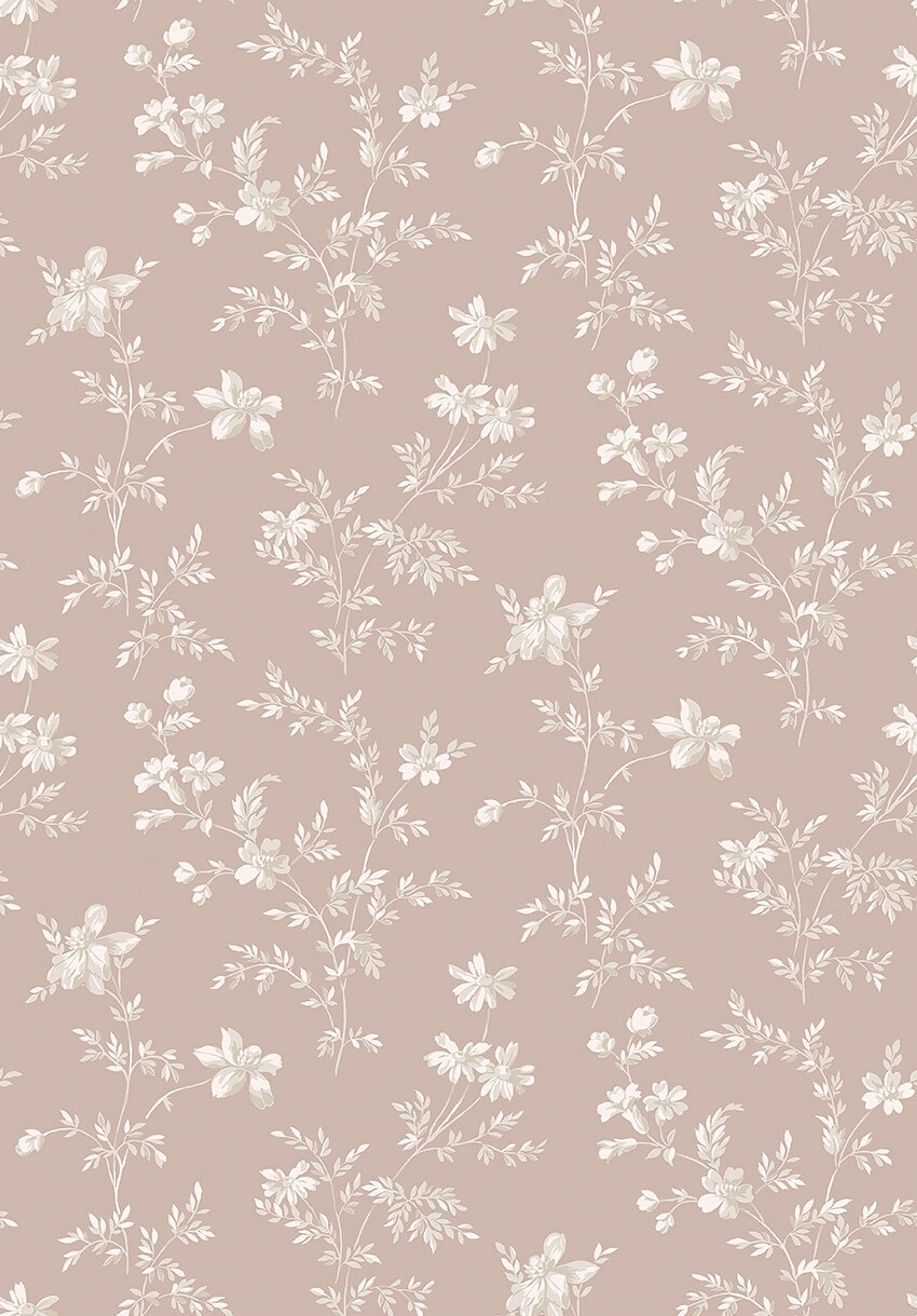 Ängsblomma tapet med blommigt mönster i vit och rosa. Från kollektionen timeless traditions. Nonwoven-material med rak passning.