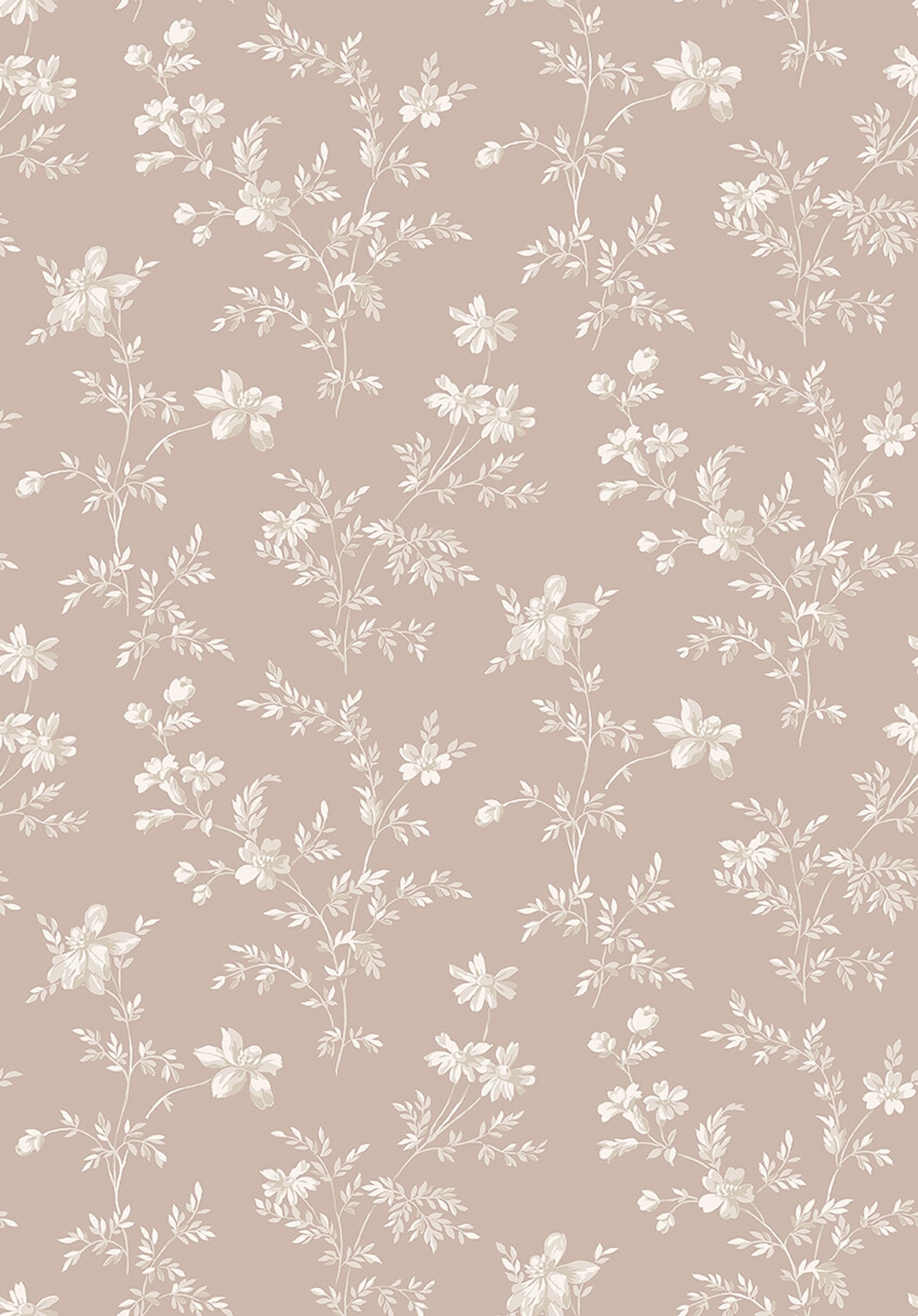 Ängsblomma tapet med blommigt mönster i vit och rosa. Från kollektionen timeless traditions. Nonwoven-material med rak passning.