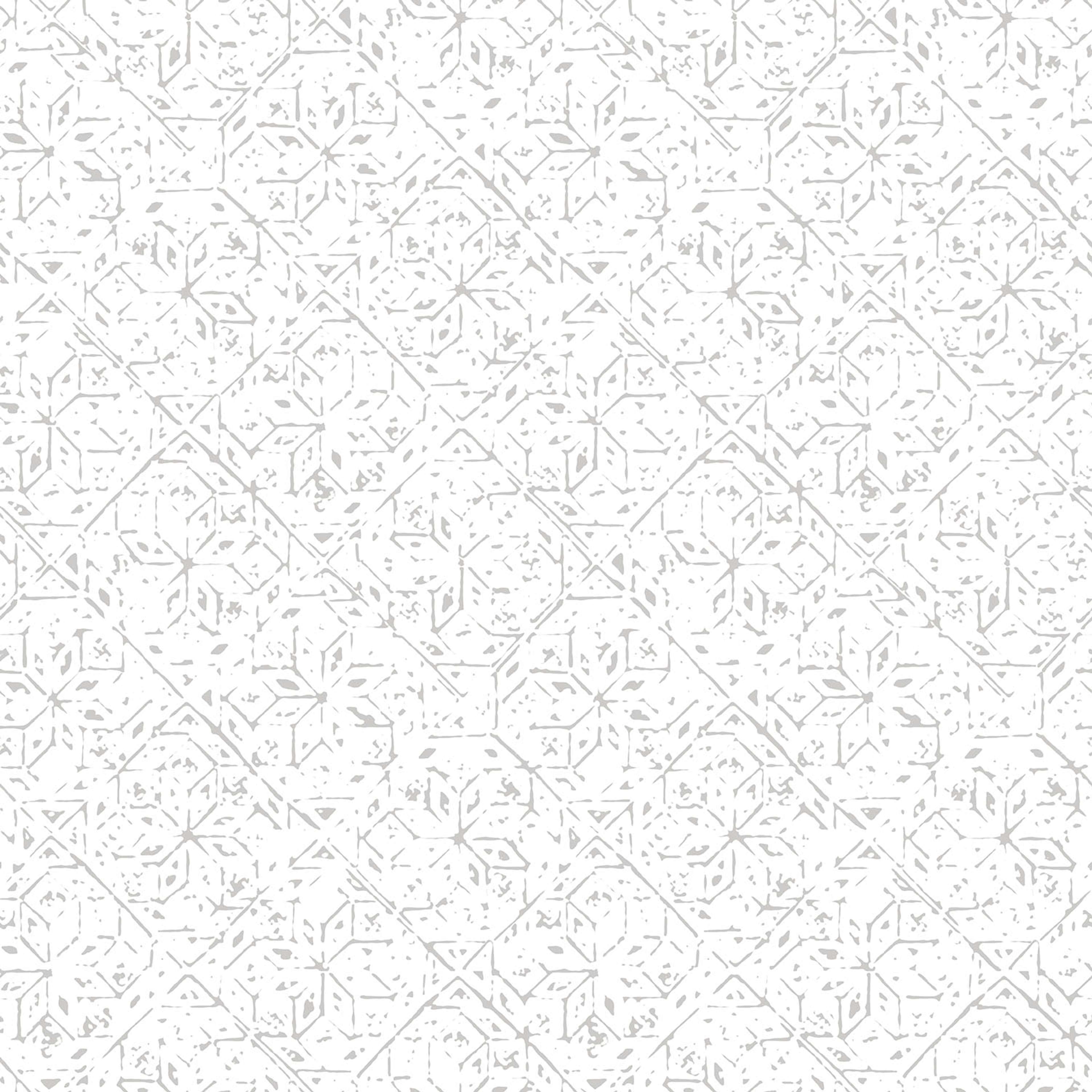 Tangier Tile tapet i vit tapet med grafiskt mönster i vit. Från kollektionen bazaar. Nonwoven-material med rak passning. Passar i vardagsrum och matsal.