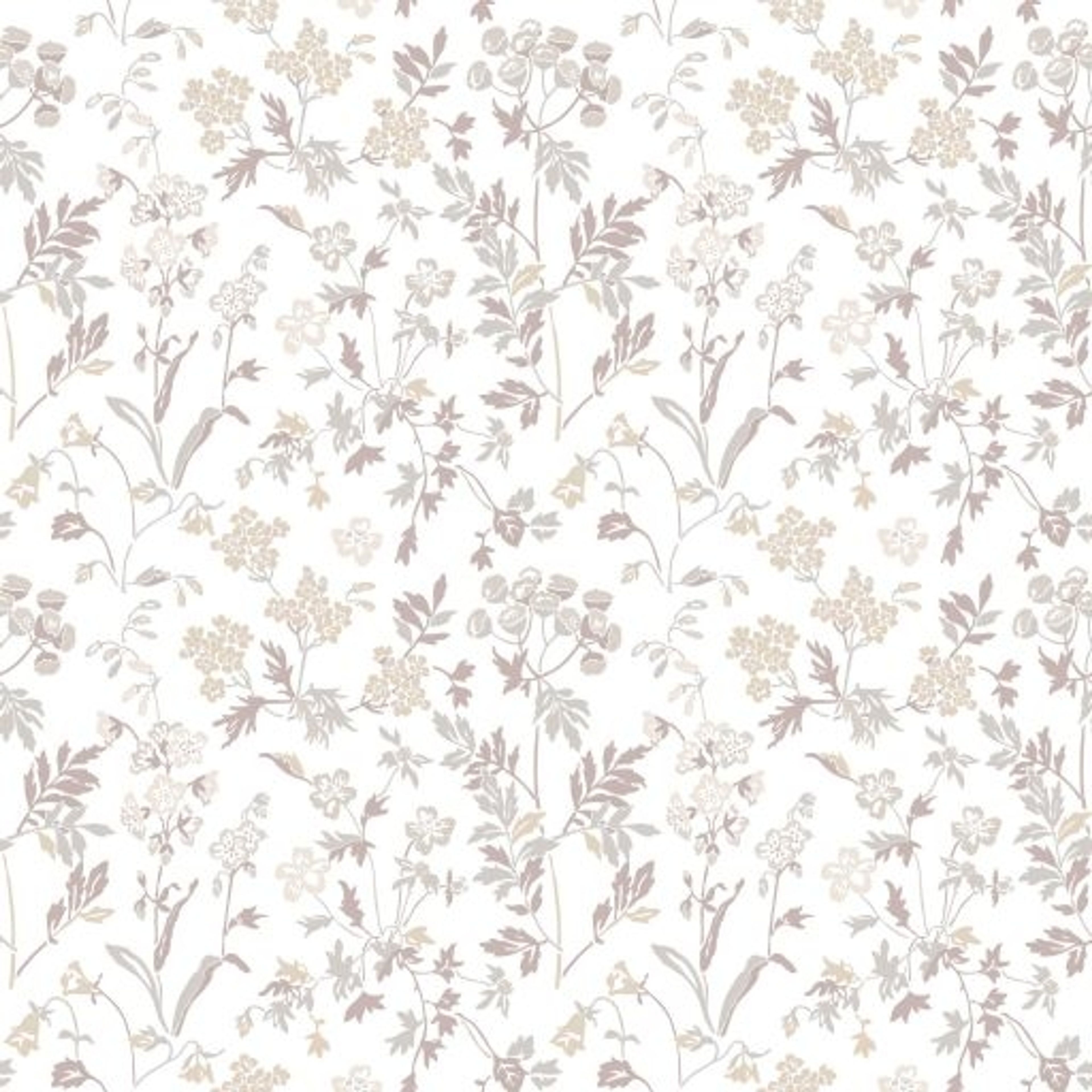 Juni, Beige/Silver tapet från duro med blommigt mönster i beige. Från kollektionen Natur. Nonwoven-material med rak passning.