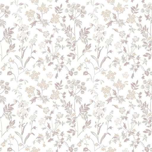 Juni, Beige/Silver tapet från duro med blommigt mönster i beige. Från kollektionen Natur. Nonwoven-material med rak passning.