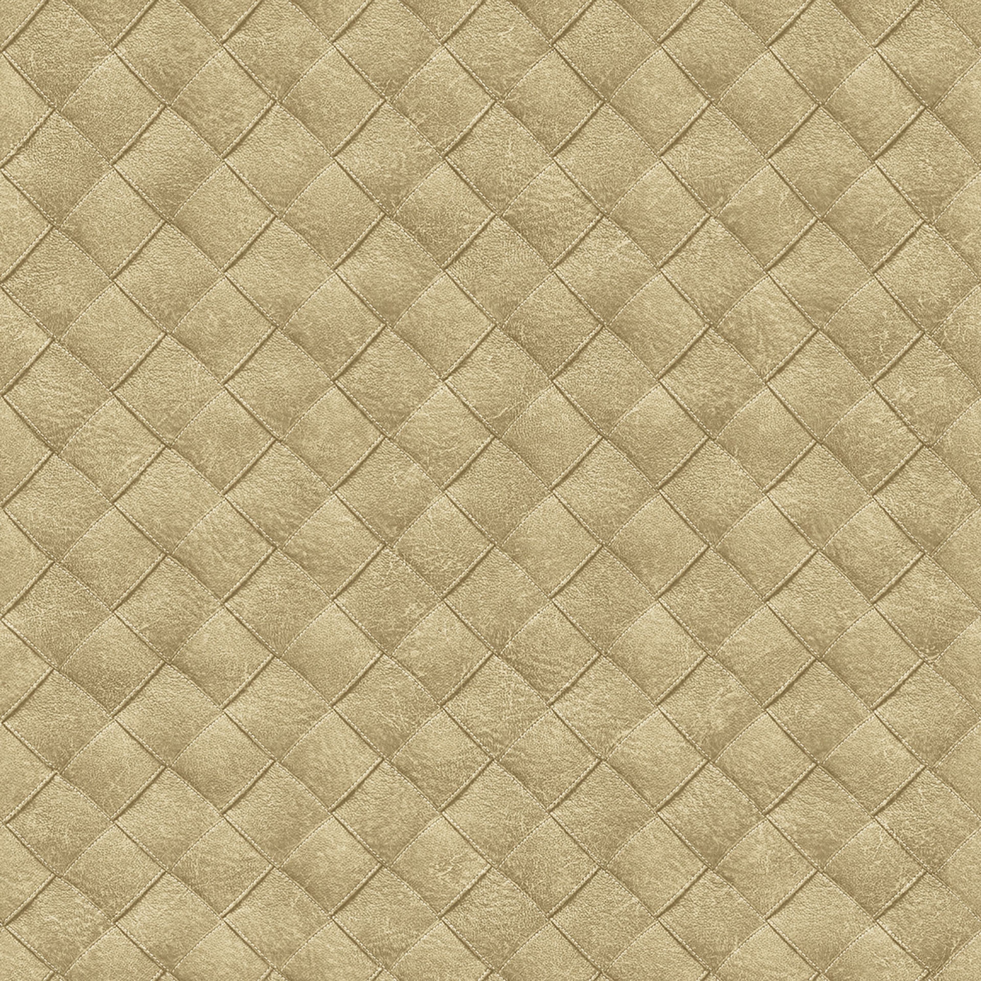 Leather Patchwork tapet med rutigt mönster i beige. Från kollektionen Tahiti. Nonwoven-material med rak passning. Passar i vardagsrum, matsal och hall.