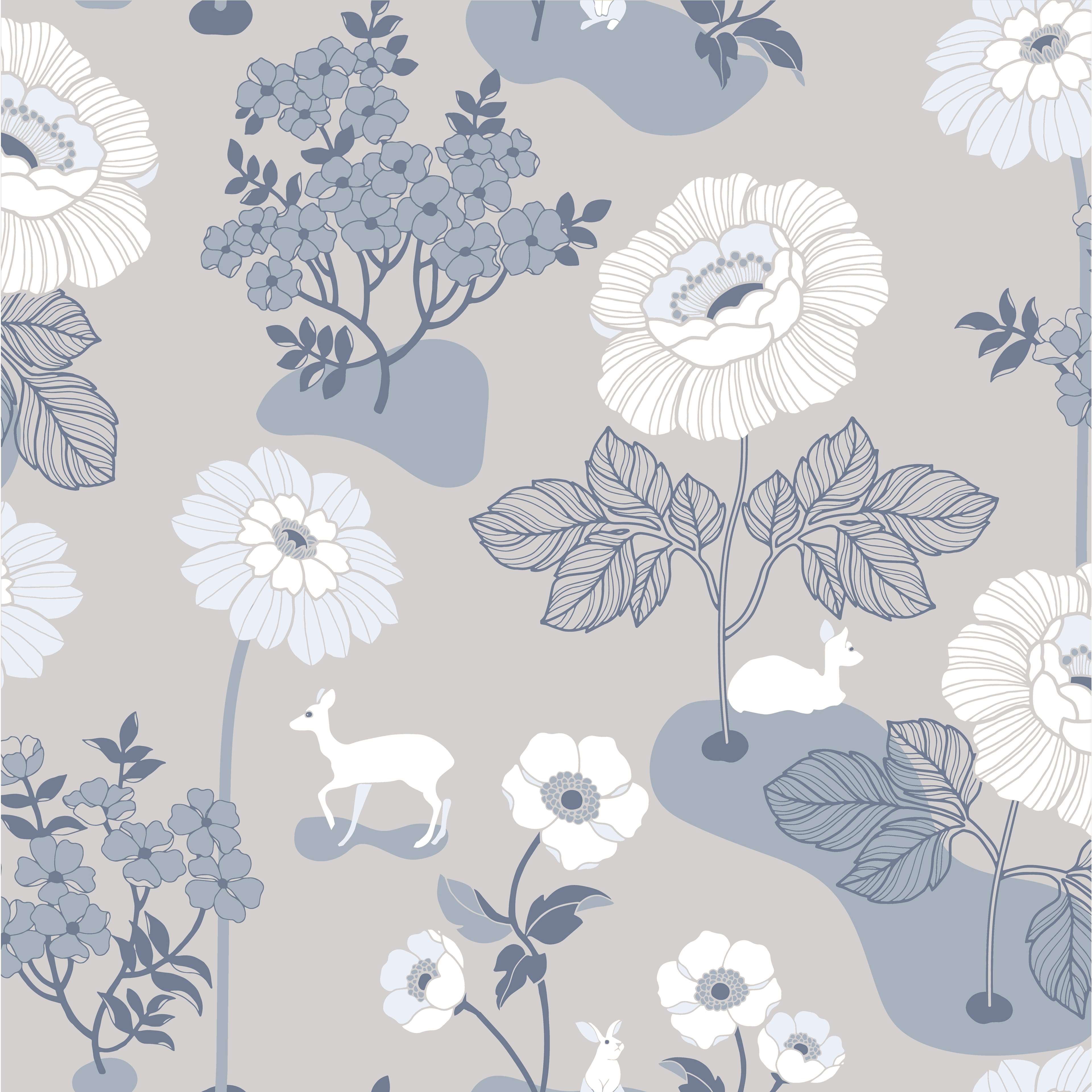 Blomsteräng, grå tapet från duro med blommigt mönster i grå. Från kollektionen Duro 1900. Nonwoven-material med förskjuten mönsterpassning. Country-stil.